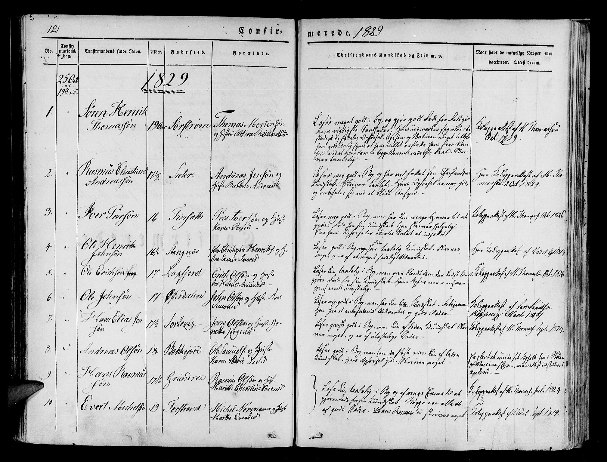 Tranøy sokneprestkontor, SATØ/S-1313/I/Ia/Iaa/L0005kirke: Parish register (official) no. 5, 1829-1844, p. 121