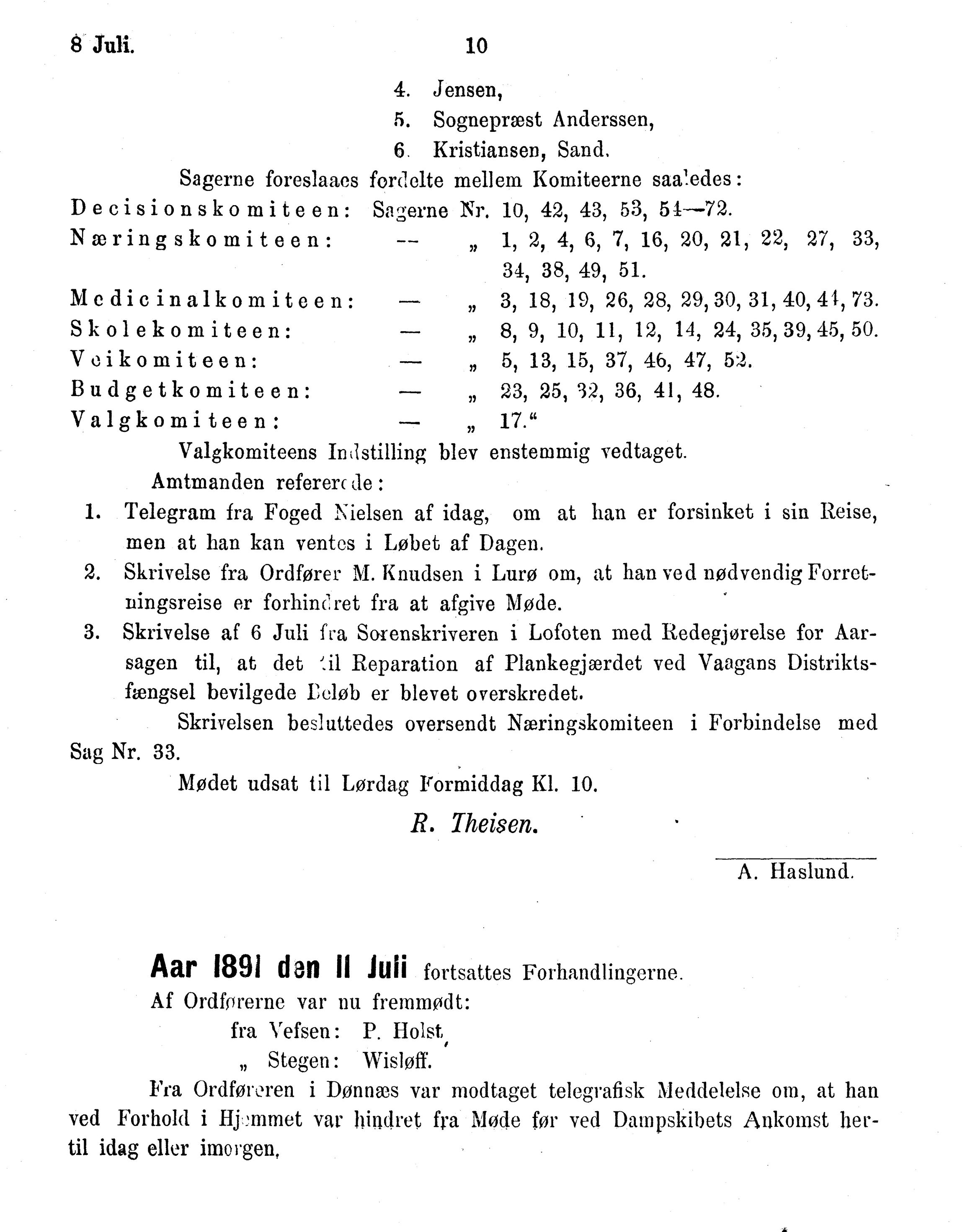 Nordland Fylkeskommune. Fylkestinget, AIN/NFK-17/176/A/Ac/L0016: Fylkestingsforhandlinger 1891-1893, 1891-1893, p. 10