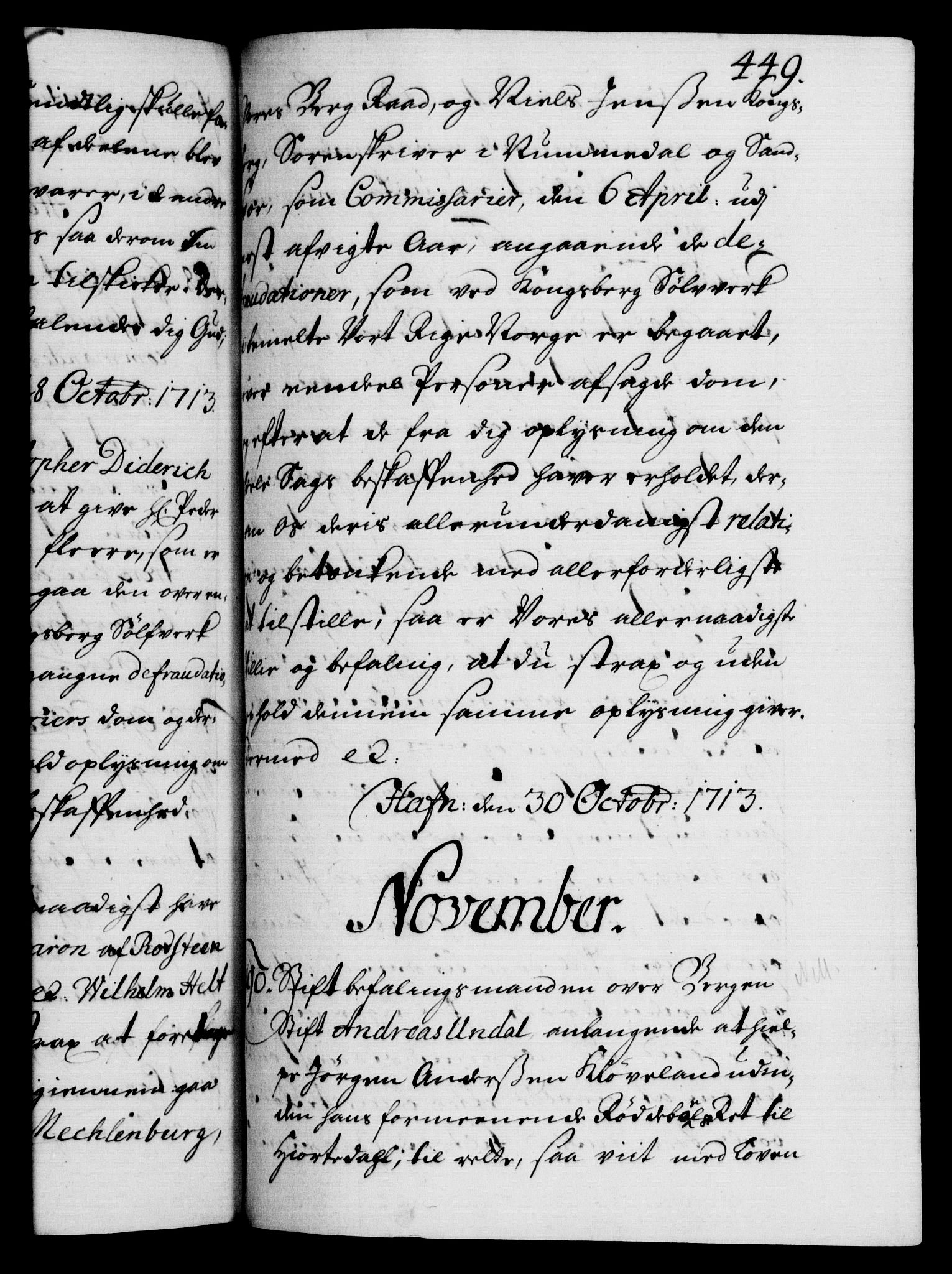 Danske Kanselli 1572-1799, AV/RA-EA-3023/F/Fc/Fca/Fcab/L0019: Norske tegnelser, 1710-1714, p. 449a