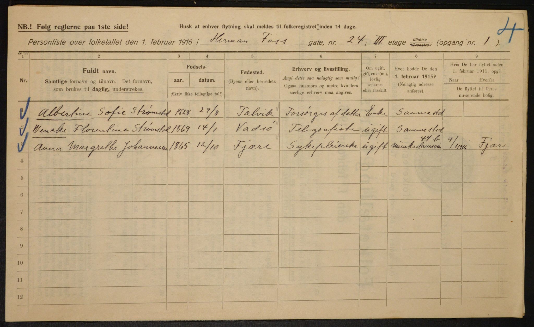 OBA, Municipal Census 1916 for Kristiania, 1916, p. 39667