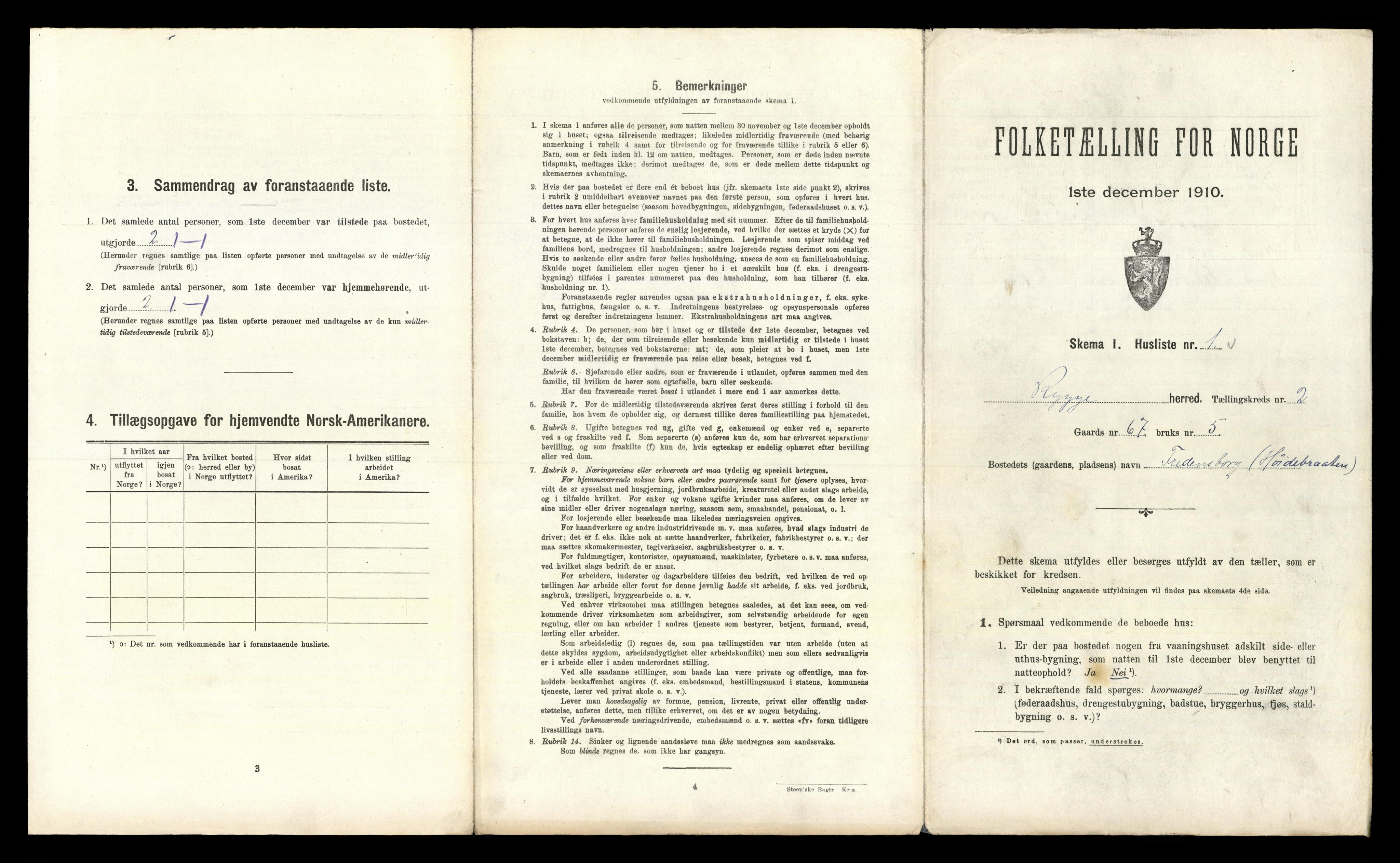 RA, 1910 census for Rygge, 1910, p. 266