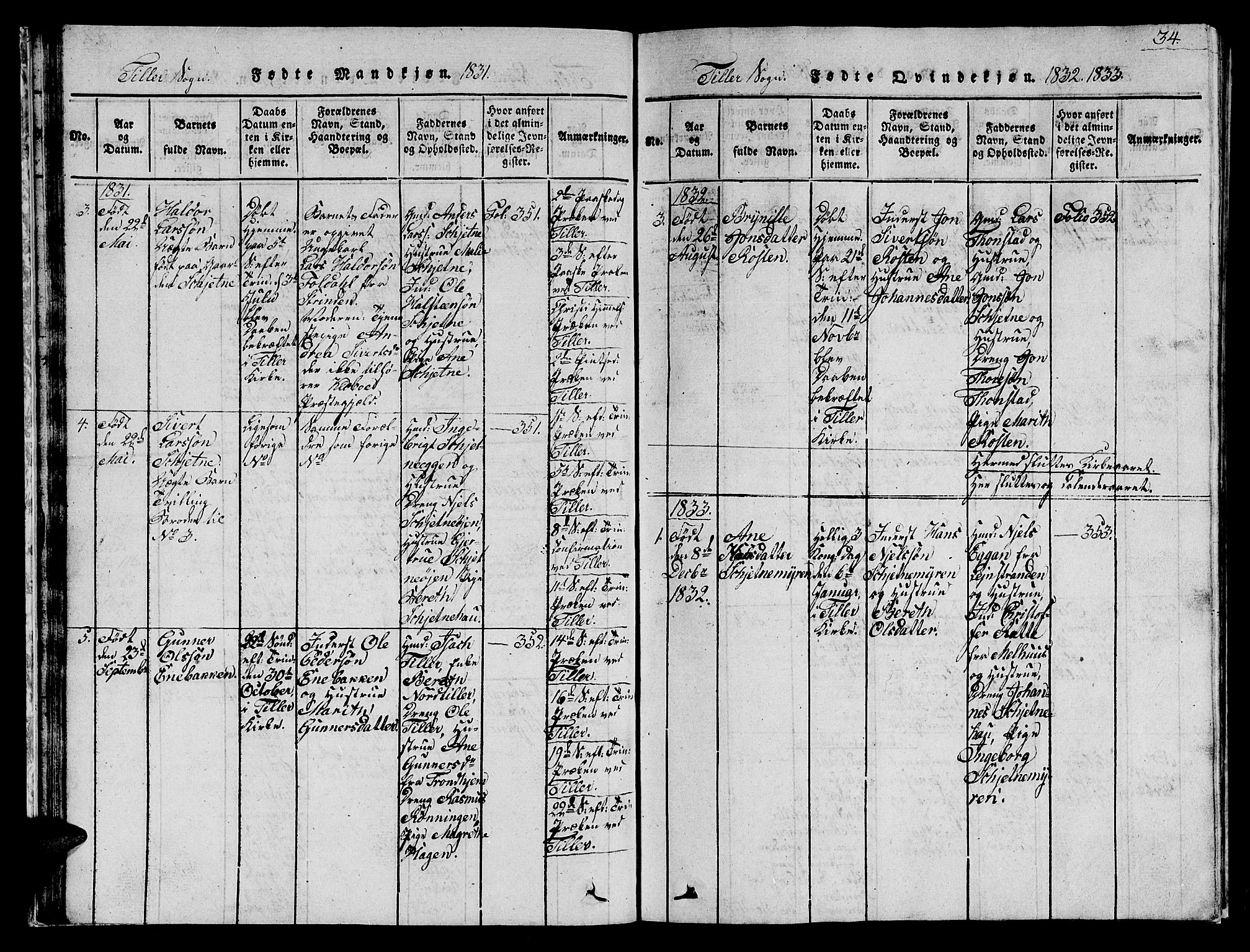 Ministerialprotokoller, klokkerbøker og fødselsregistre - Sør-Trøndelag, SAT/A-1456/621/L0458: Parish register (copy) no. 621C01, 1816-1865, p. 34