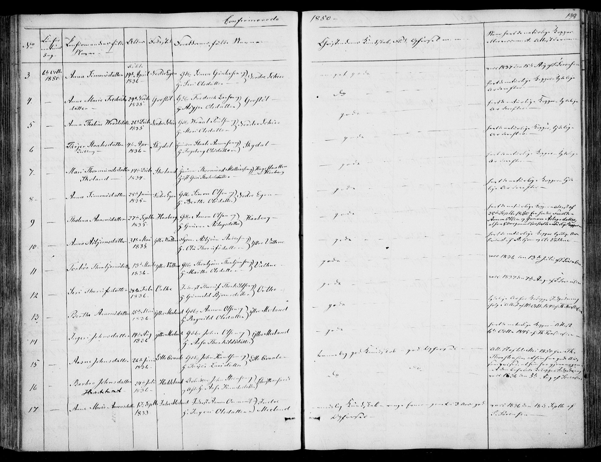 Hægebostad sokneprestkontor, AV/SAK-1111-0024/F/Fa/Fab/L0002: Parish register (official) no. A 2, 1836-1872, p. 138