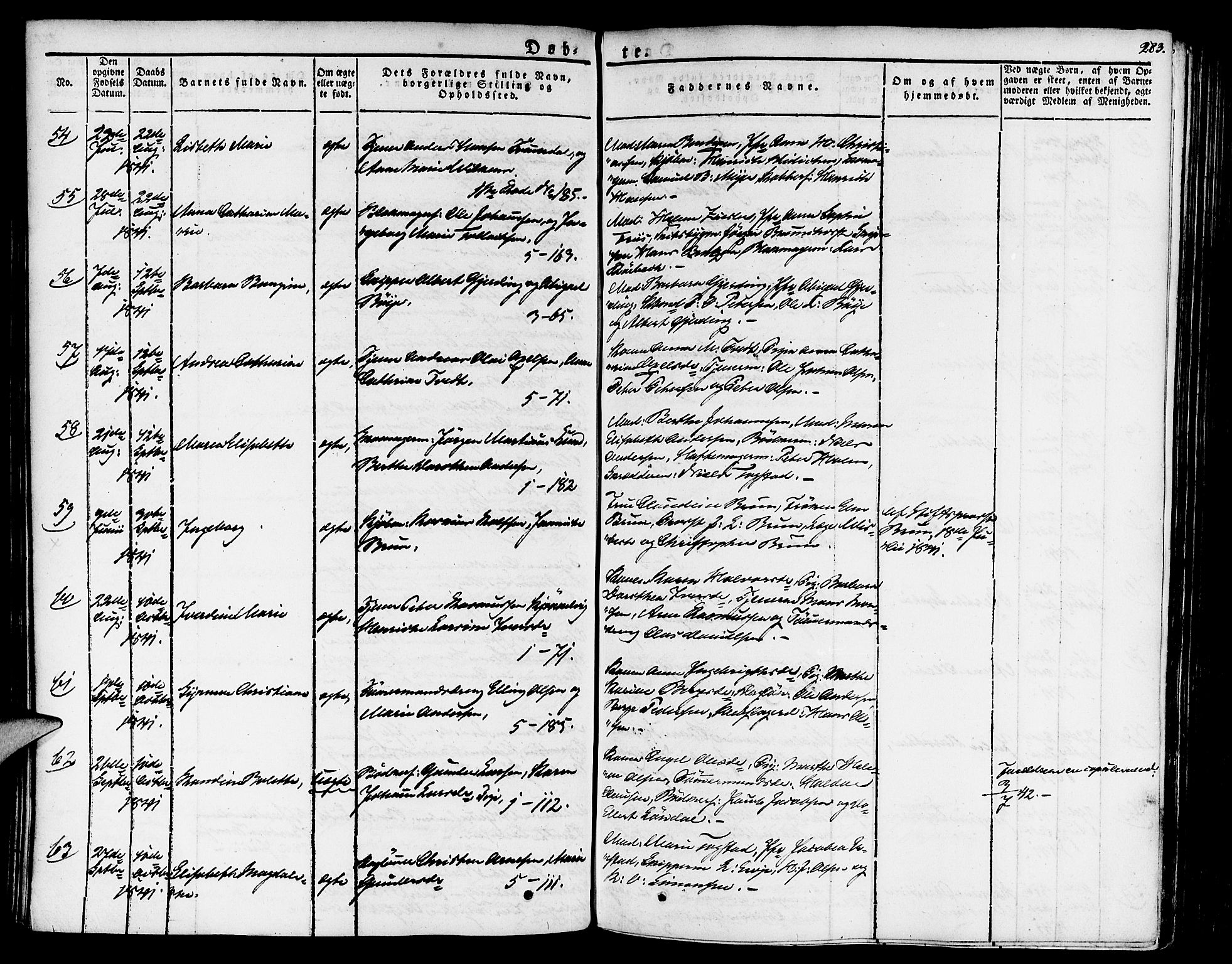 Nykirken Sokneprestembete, AV/SAB-A-77101/H/Haa/L0012: Parish register (official) no. A 12, 1821-1844, p. 283