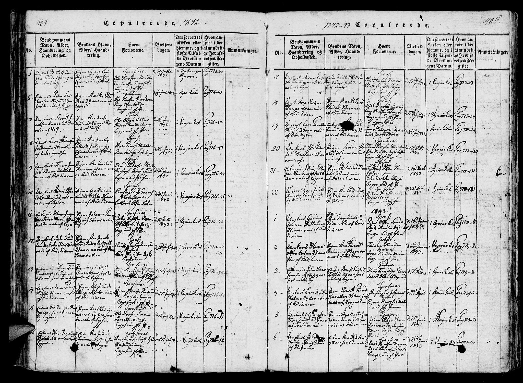 Ministerialprotokoller, klokkerbøker og fødselsregistre - Møre og Romsdal, SAT/A-1454/565/L0747: Parish register (official) no. 565A01, 1817-1844, p. 404-405