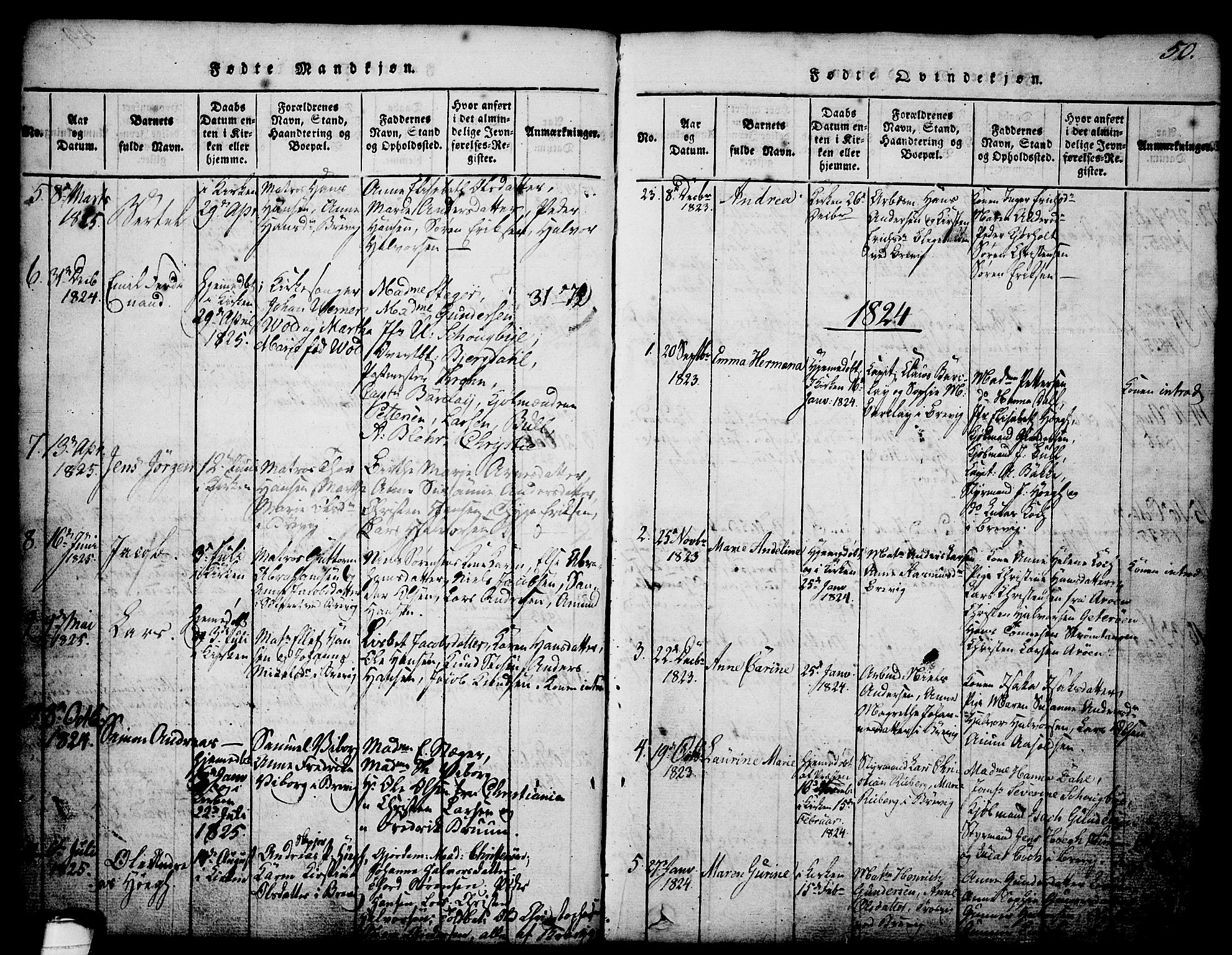 Brevik kirkebøker, SAKO/A-255/G/Ga/L0001: Parish register (copy) no. 1, 1814-1845, p. 50
