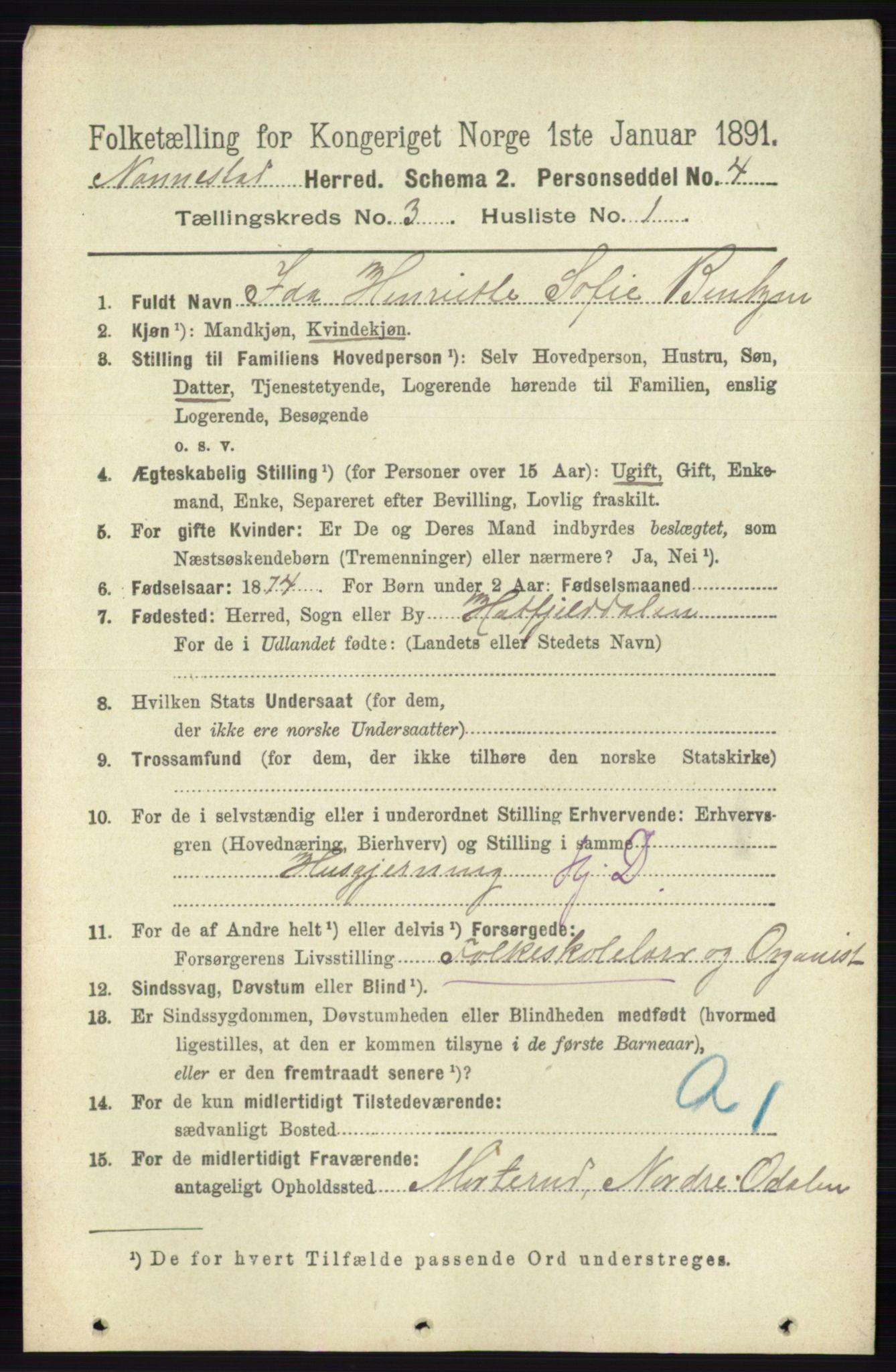 RA, 1891 census for 0238 Nannestad, 1891, p. 1468