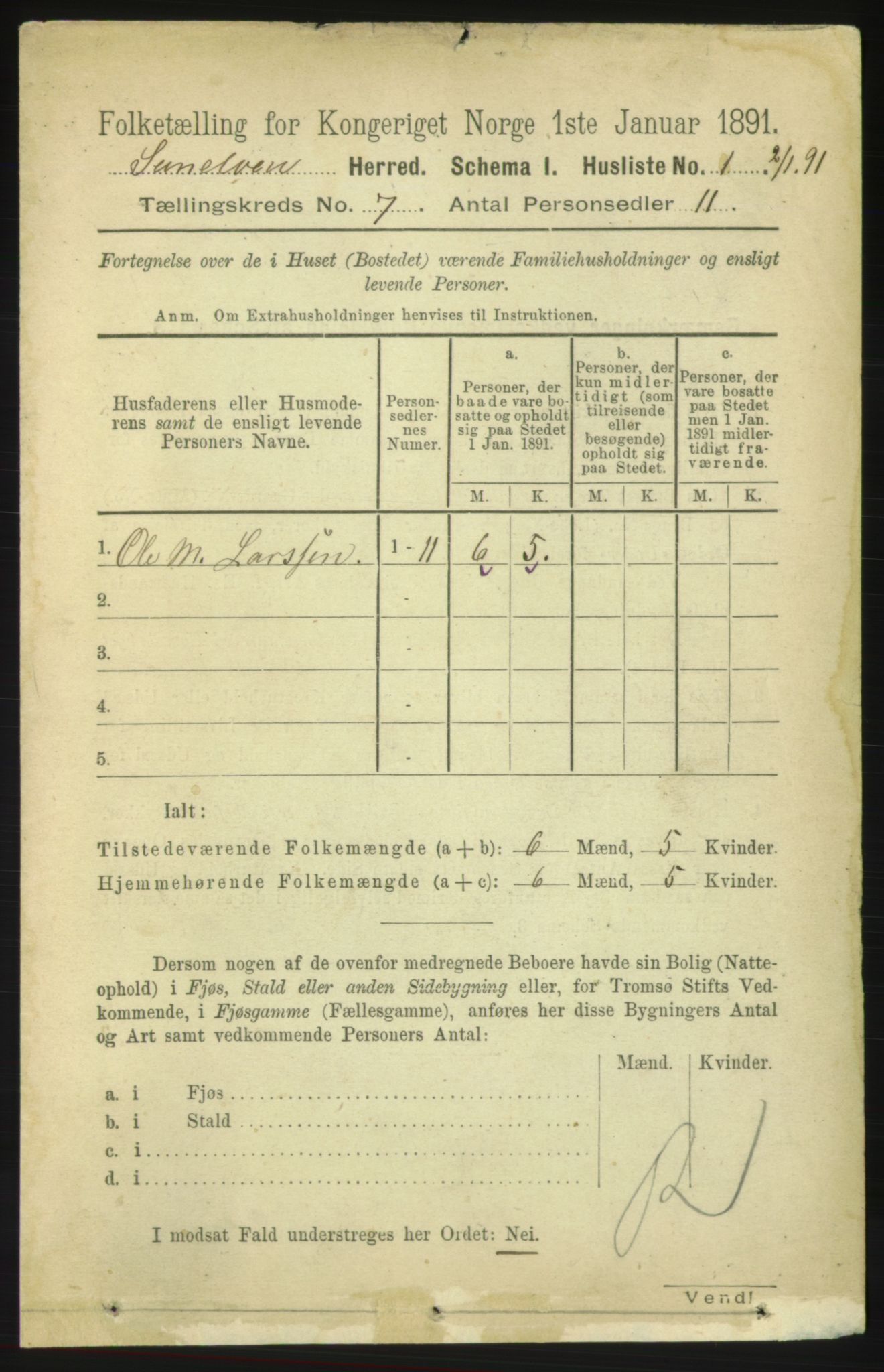 RA, 1891 census for 1523 Sunnylven, 1891, p. 1702