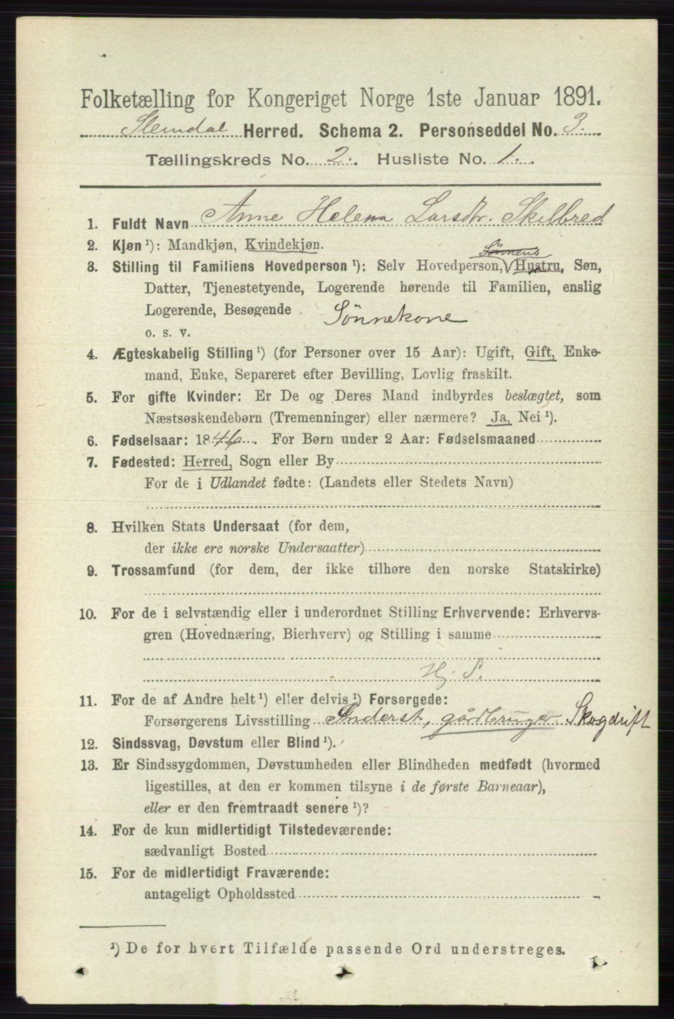 RA, 1891 census for 0811 Slemdal, 1891, p. 369