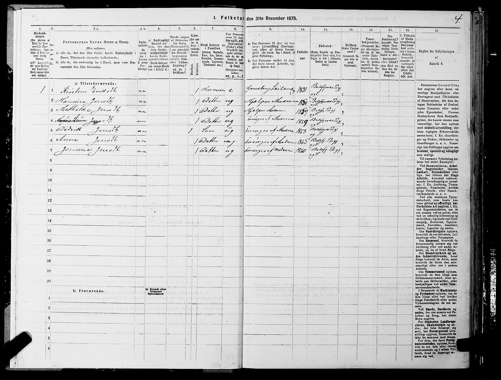 SATØ, 1875 census for 1933P Balsfjord, 1875, p. 3004