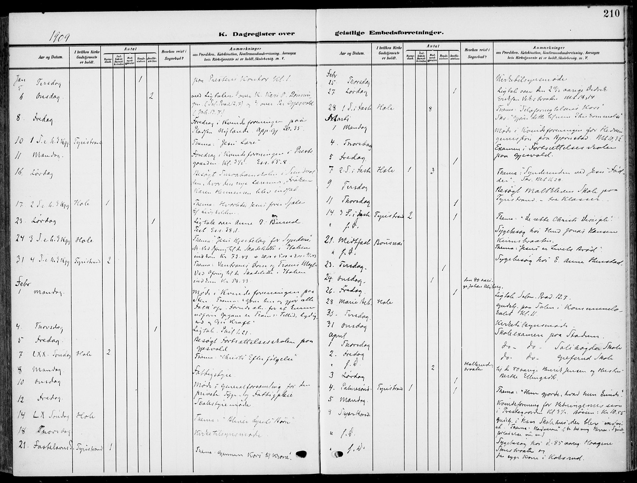 Hole kirkebøker, AV/SAKO-A-228/F/Fa/L0010: Parish register (official) no. I 10, 1907-1917, p. 210