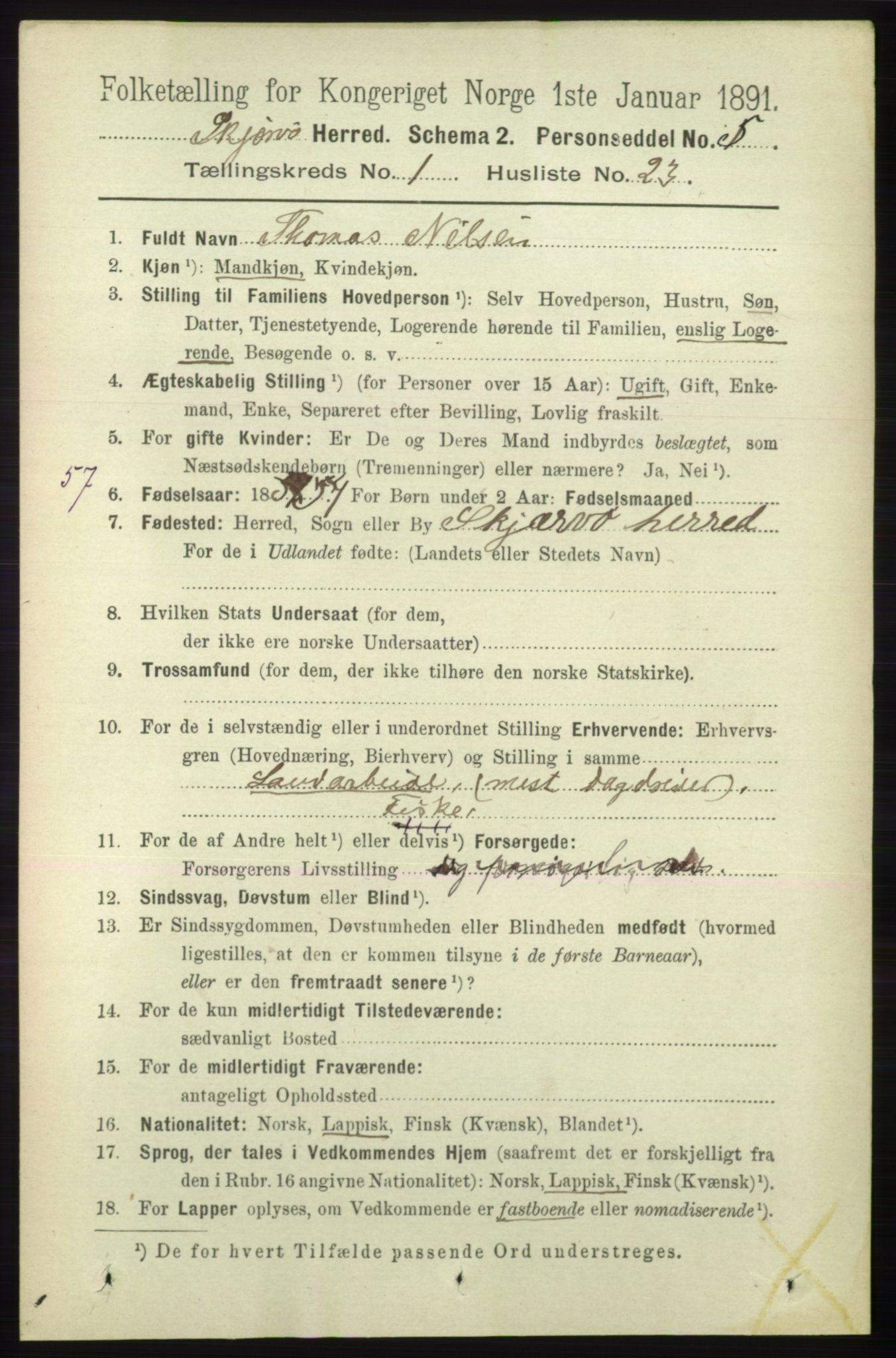 RA, 1891 census for 1941 Skjervøy, 1891, p. 306