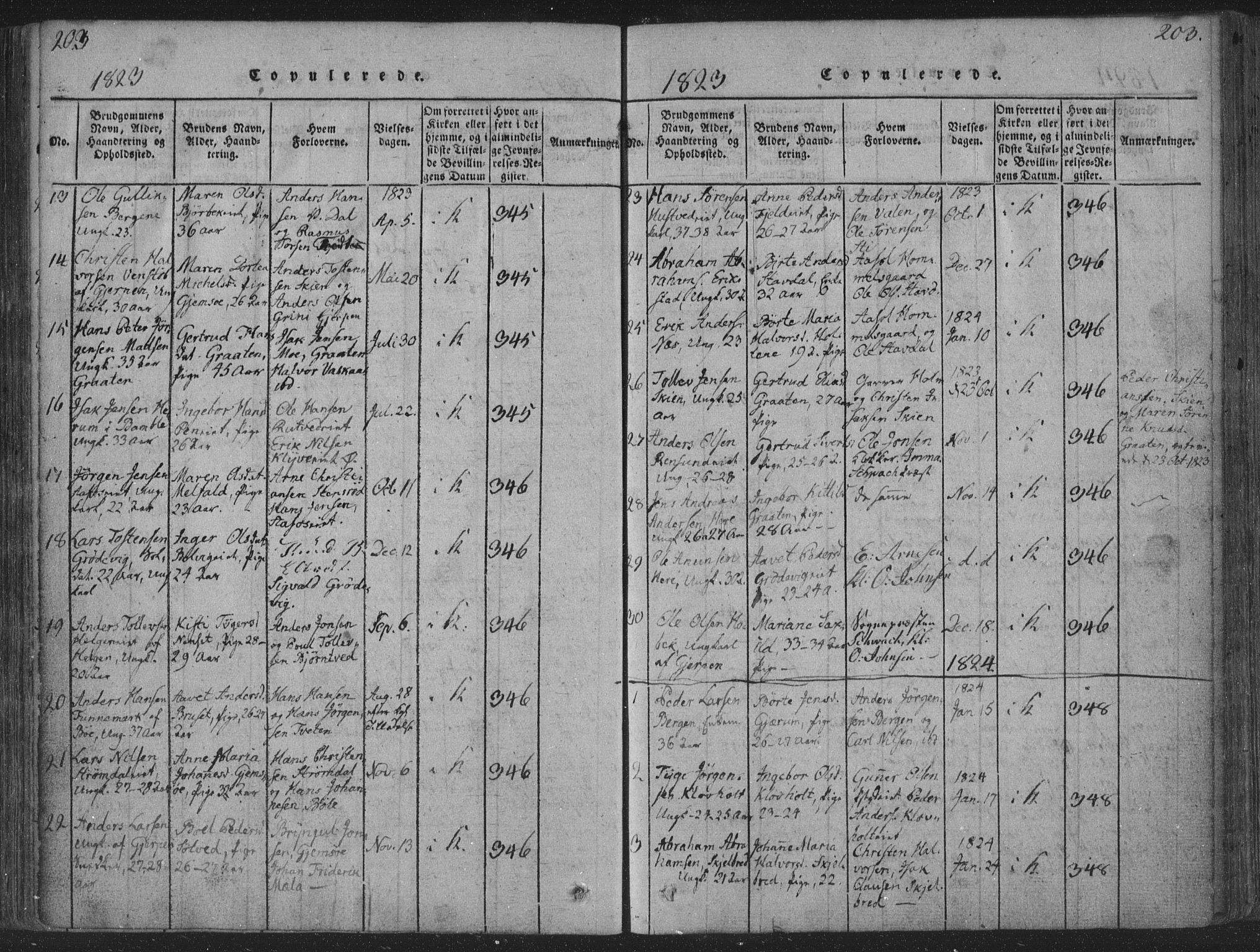 Solum kirkebøker, SAKO/A-306/F/Fa/L0004: Parish register (official) no. I 4, 1814-1833, p. 203