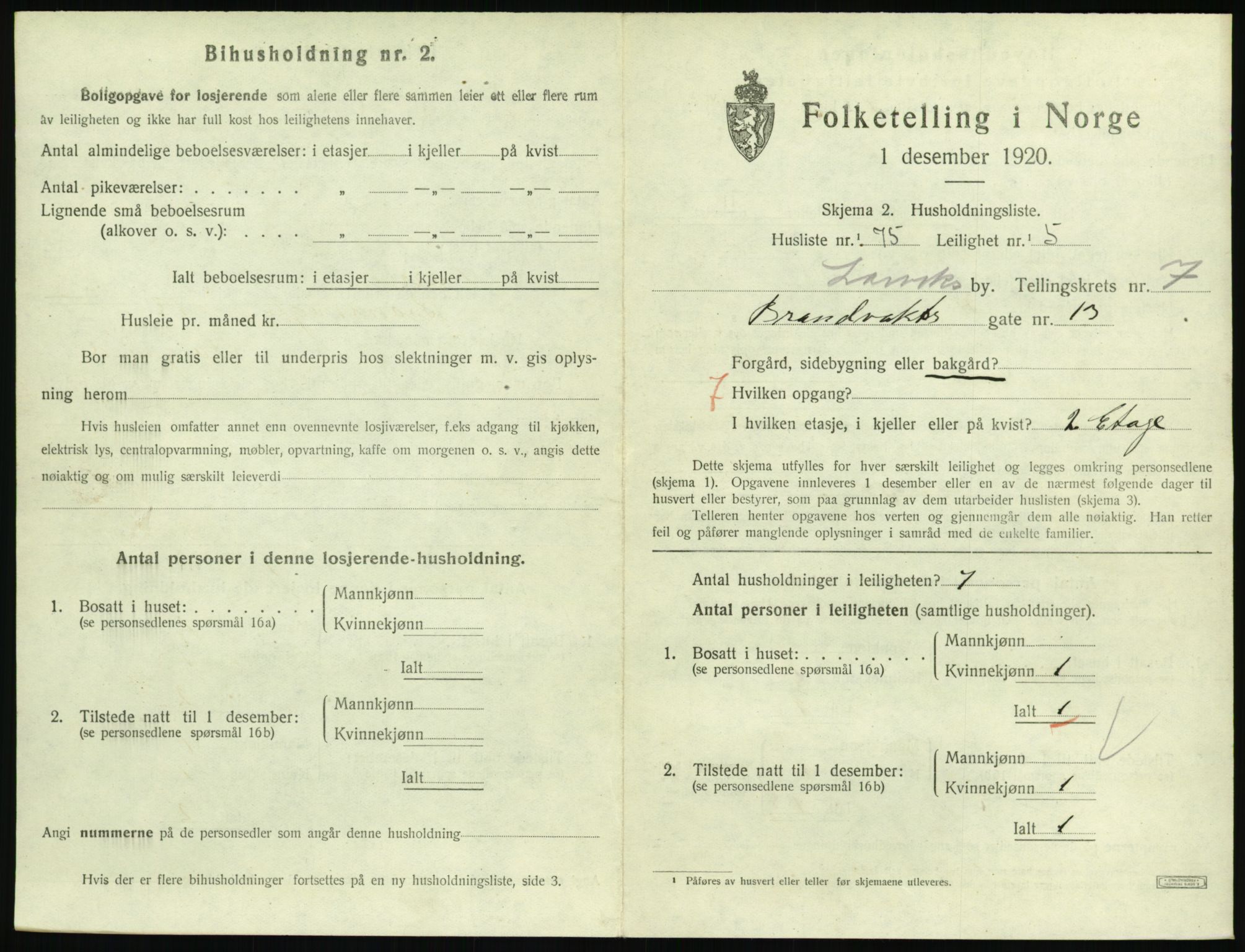 SAKO, 1920 census for Larvik, 1920, p. 6260