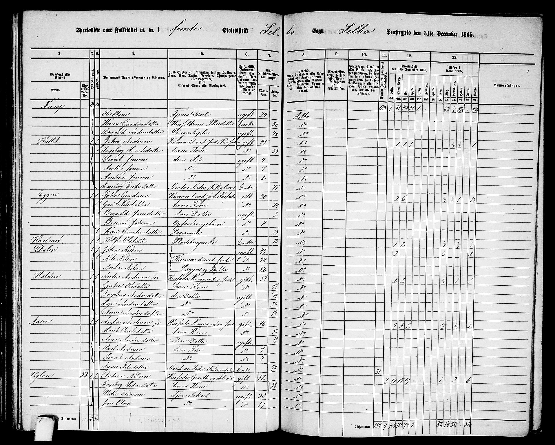 RA, 1865 census for Selbu, 1865, p. 70