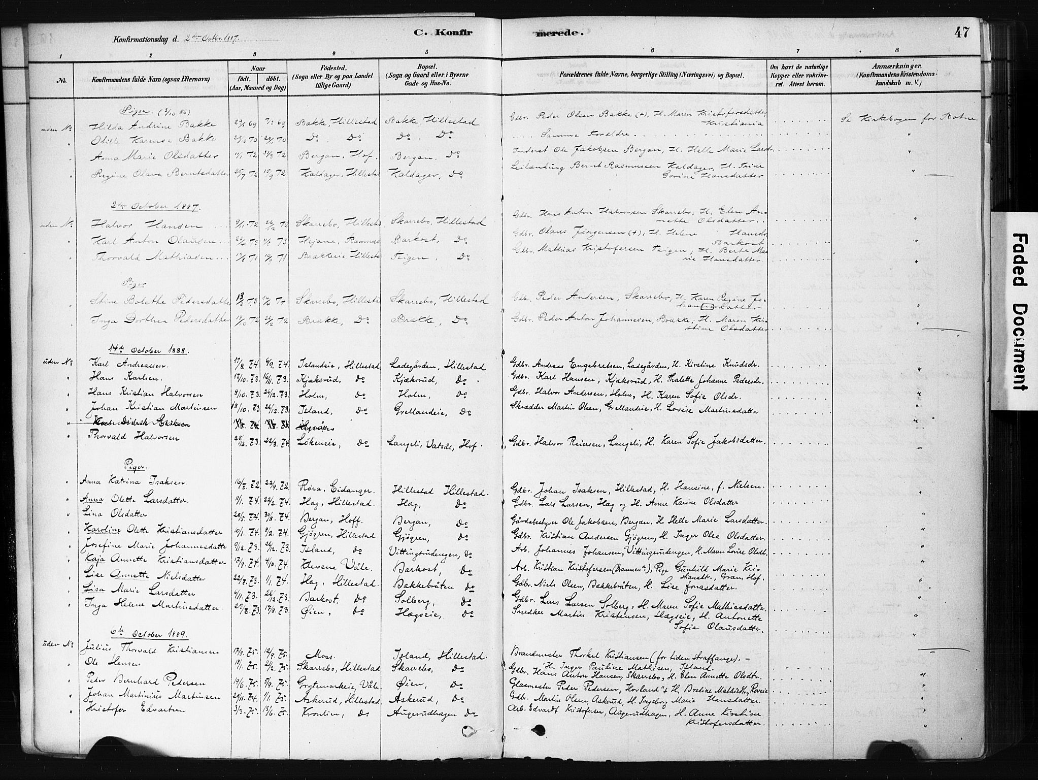 Botne kirkebøker, AV/SAKO-A-340/F/Fb/L0001: Parish register (official) no. II 1, 1878-1902, p. 47