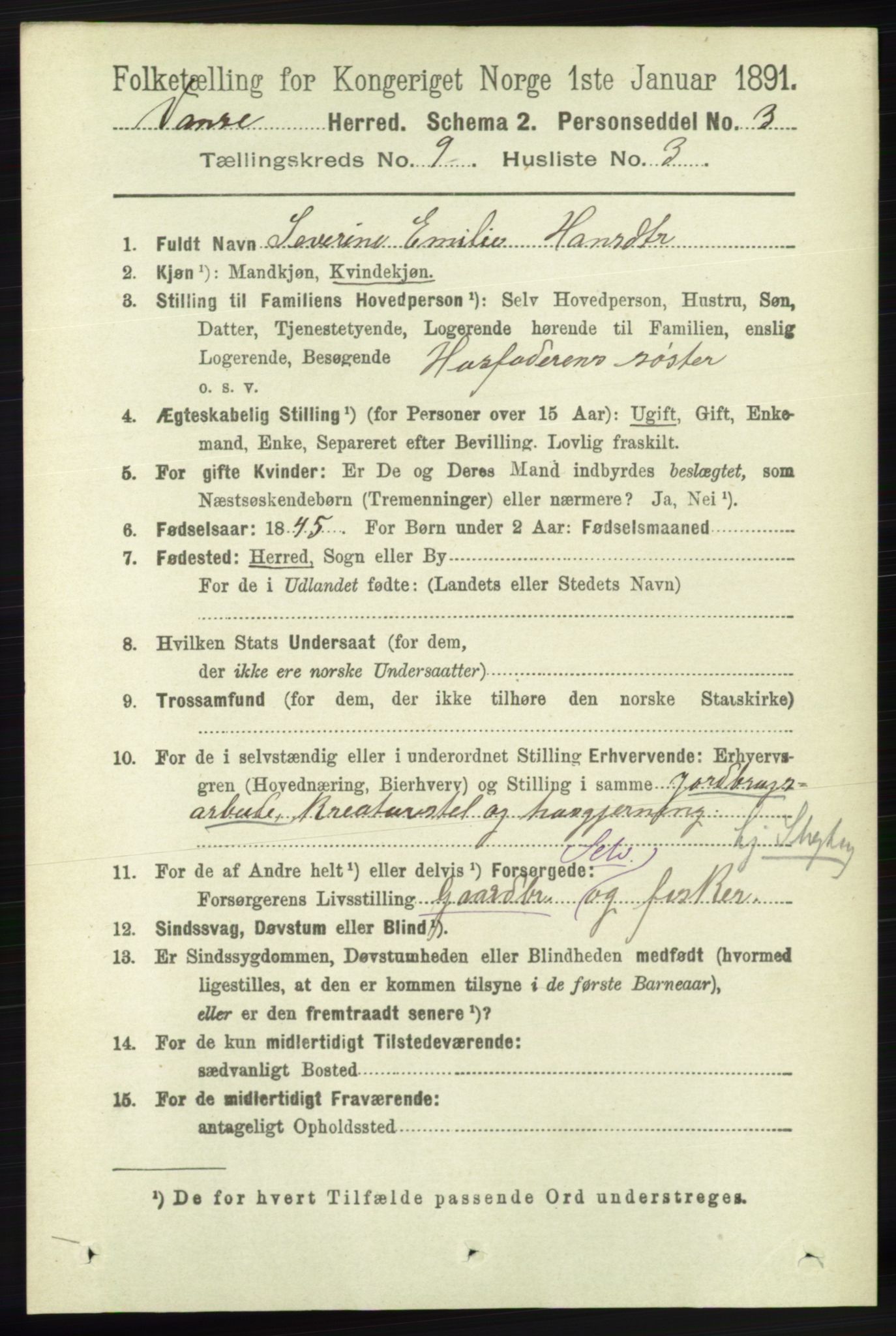 RA, 1891 census for 1041 Vanse, 1891, p. 5280