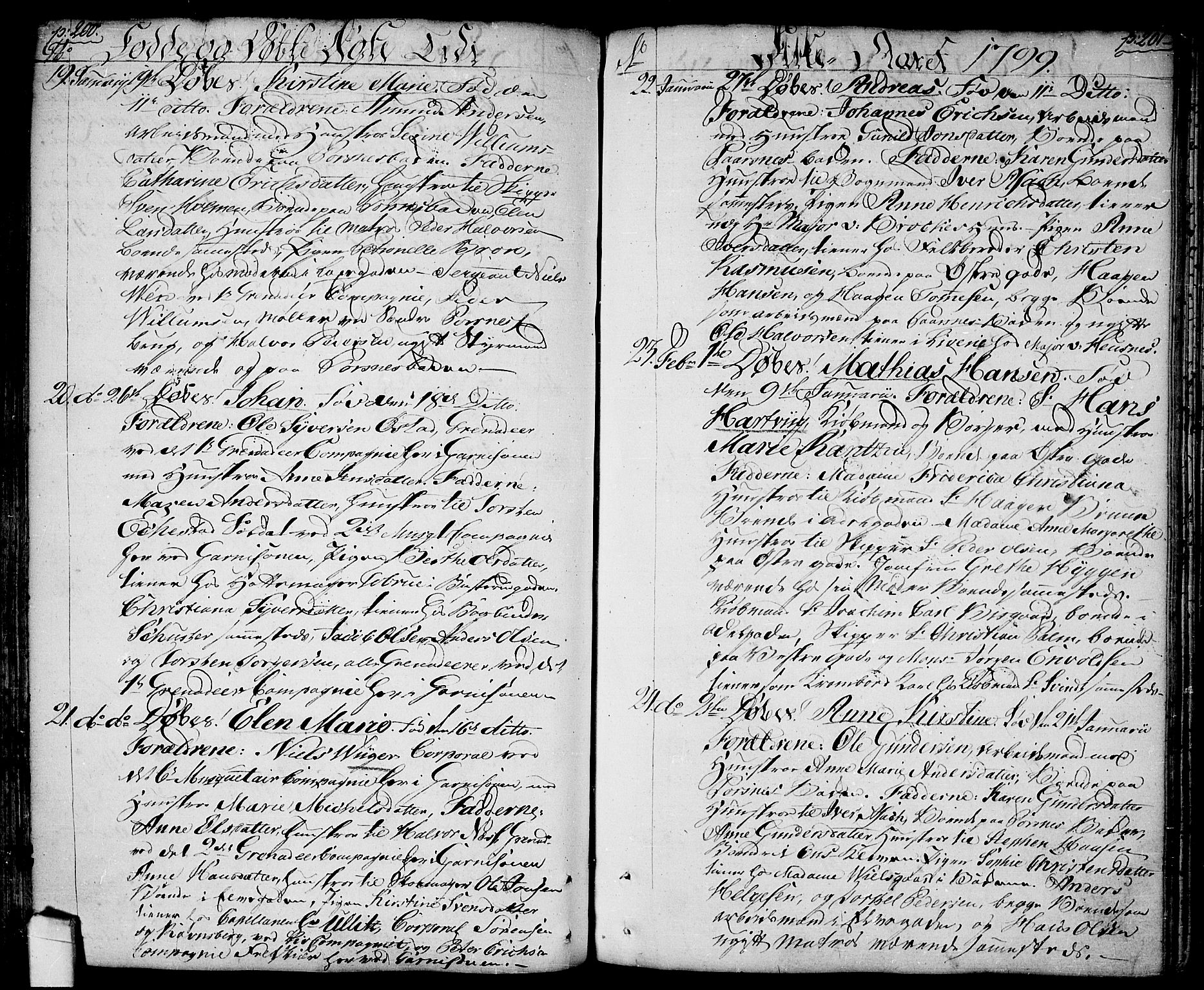 Halden prestekontor Kirkebøker, SAO/A-10909/F/Fa/L0002: Parish register (official) no. I 2, 1792-1812, p. 200-201