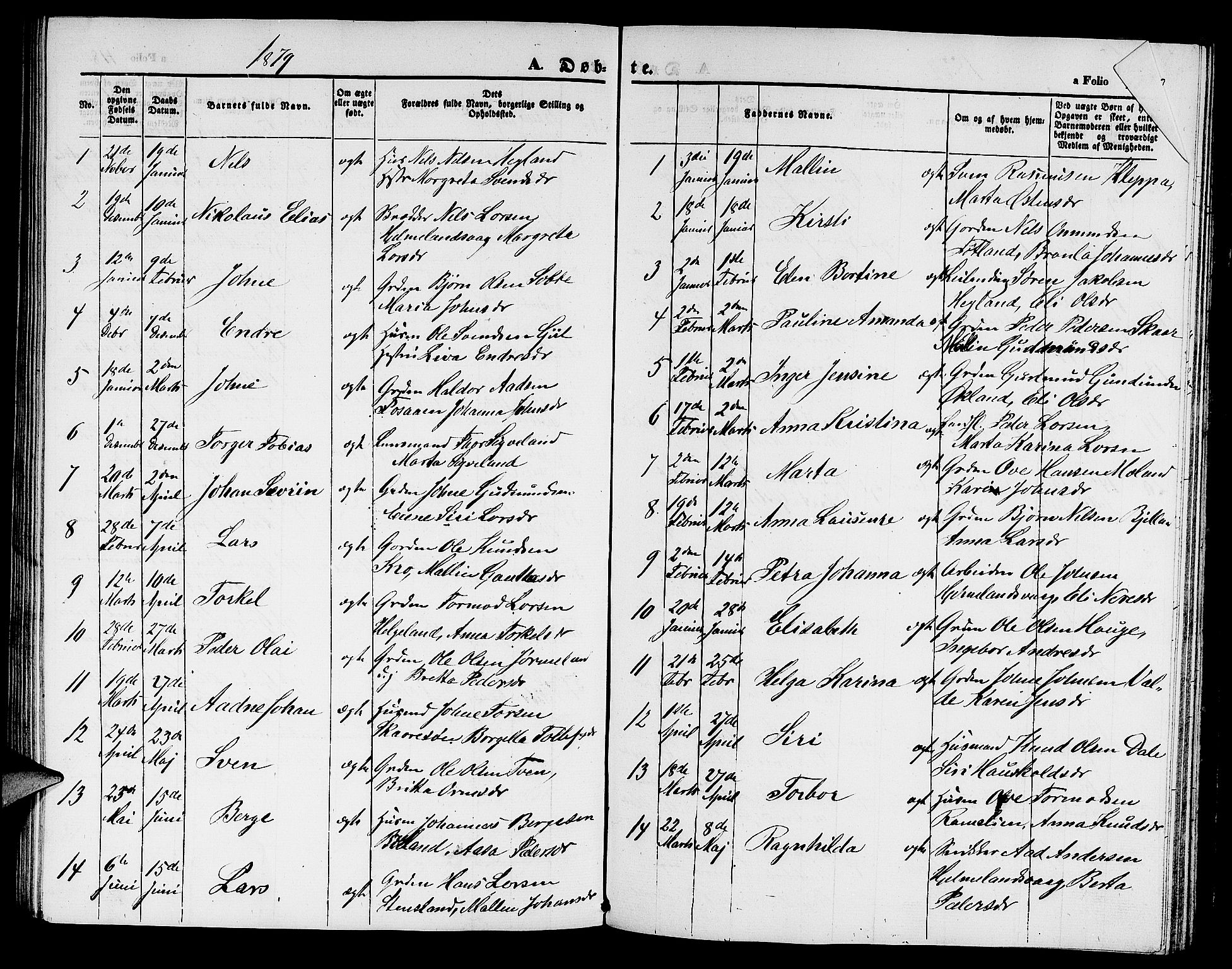 Hjelmeland sokneprestkontor, AV/SAST-A-101843/01/V/L0004: Parish register (copy) no. B 4, 1853-1883, p. 119