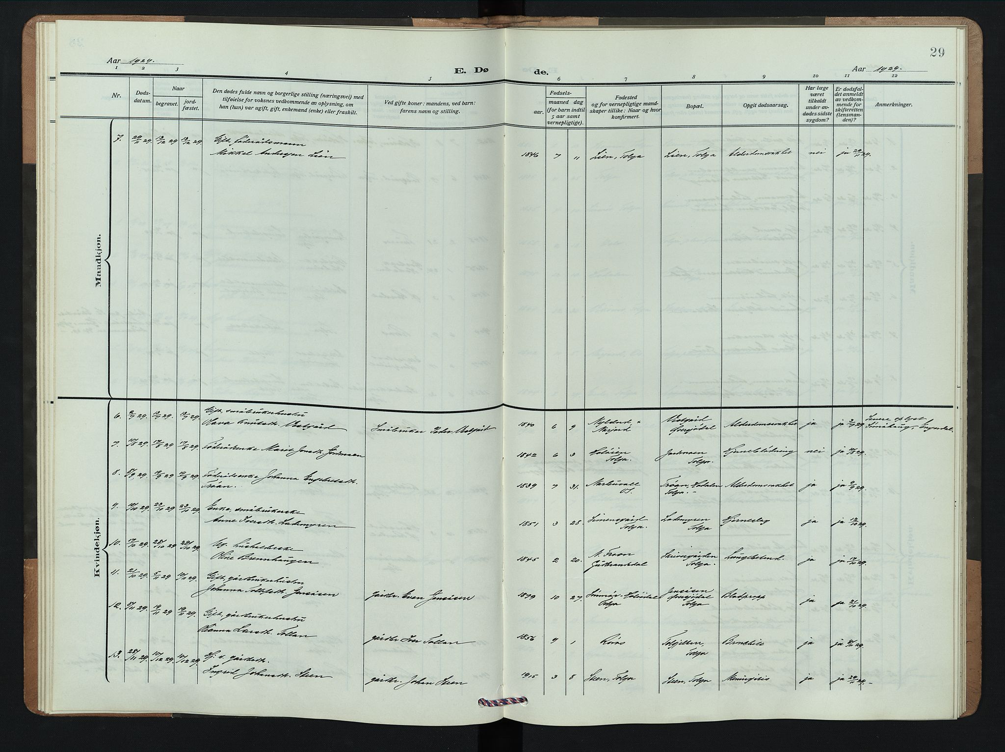 Tolga prestekontor, AV/SAH-PREST-062/L/L0012: Parish register (copy) no. 12, 1908-1948, p. 29