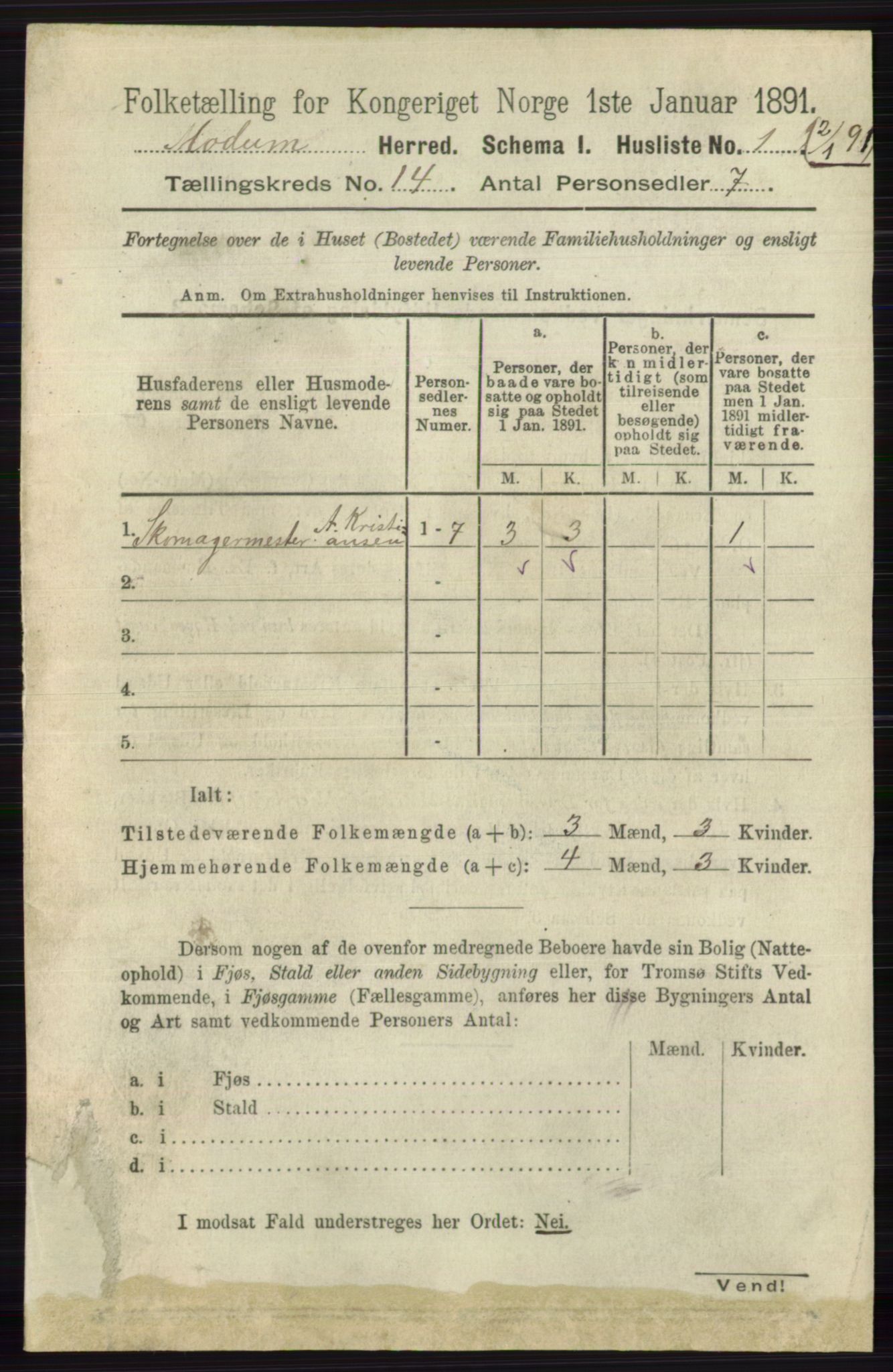 RA, 1891 census for 0623 Modum, 1891, p. 5352