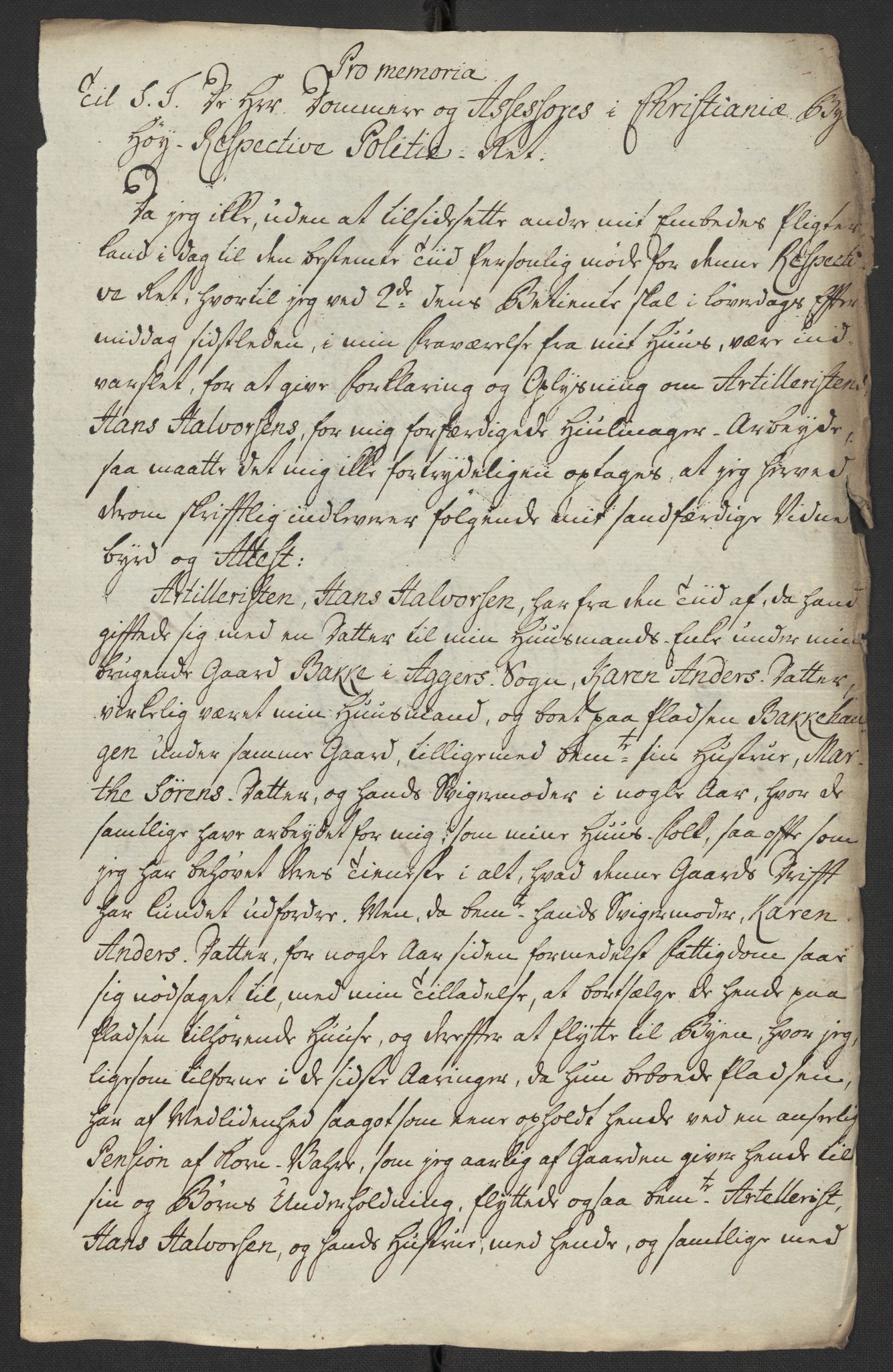 Oslo politidistrikt, AV/SAO-A-10085/D/Da/L0003: Innkomne brev, pro memoria m.v., 1781, p. 269