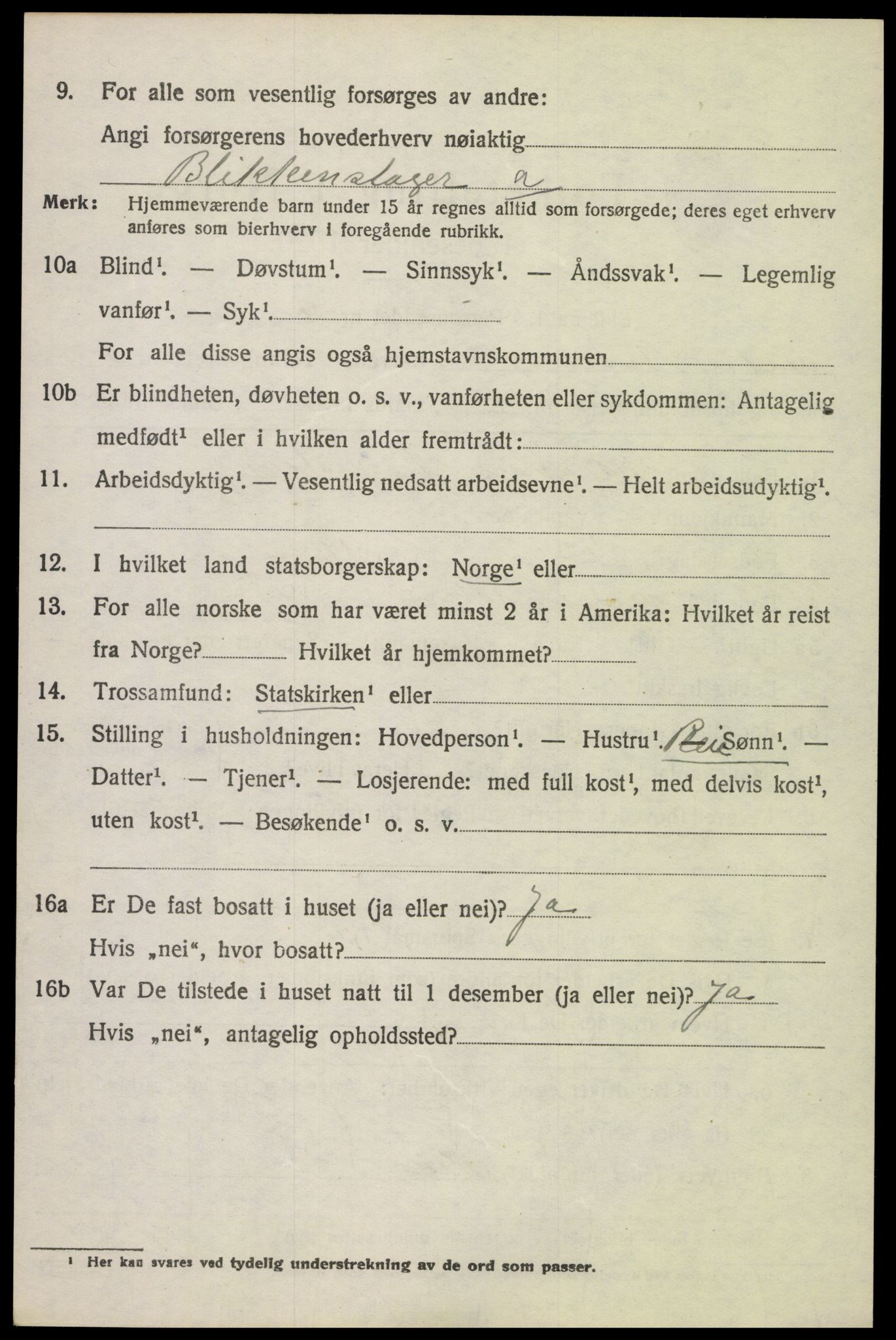 SAH, 1920 census for Vestre Toten, 1920, p. 1907