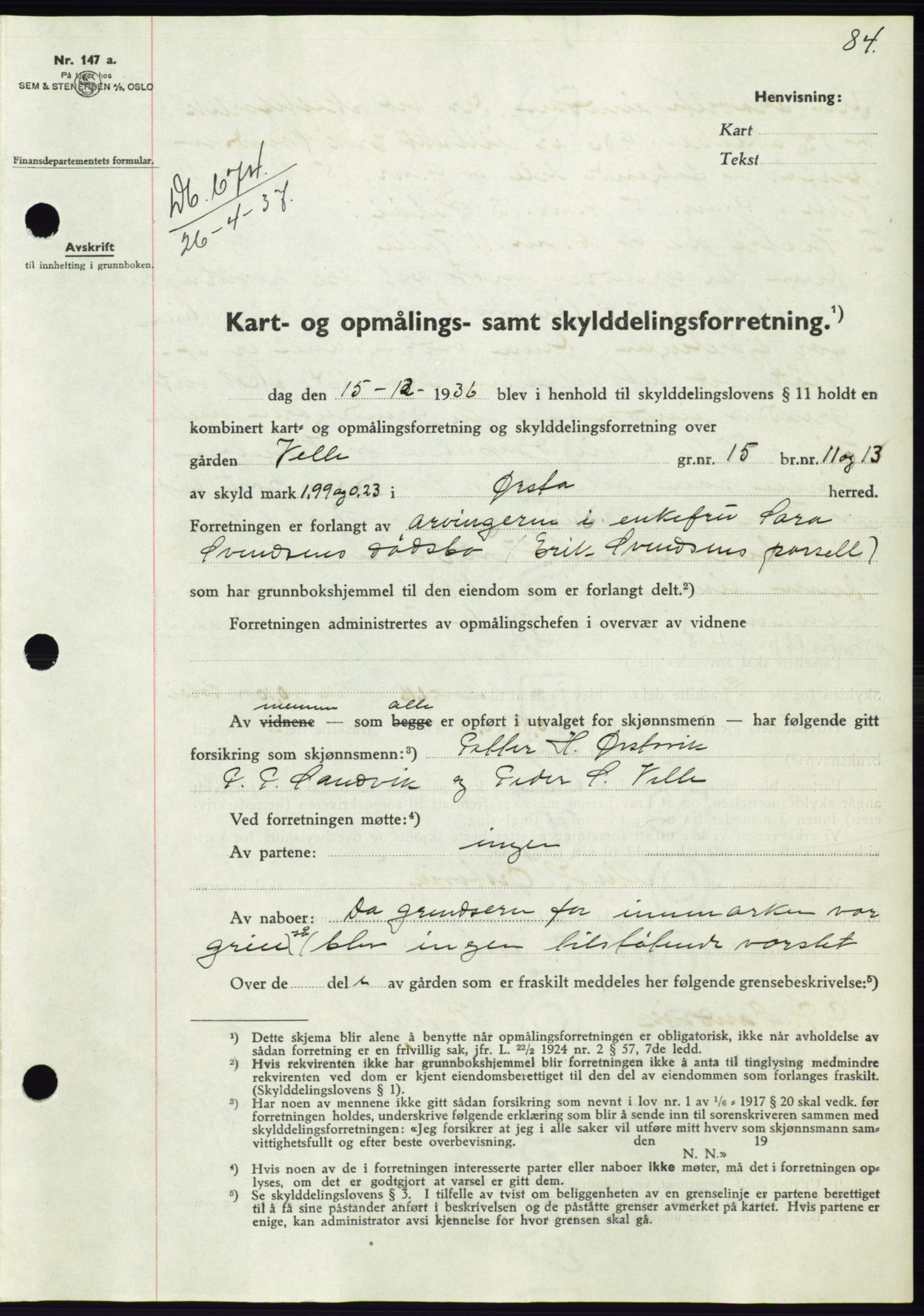 Søre Sunnmøre sorenskriveri, AV/SAT-A-4122/1/2/2C/L0063: Mortgage book no. 57, 1937-1937, Diary no: : 674/1937