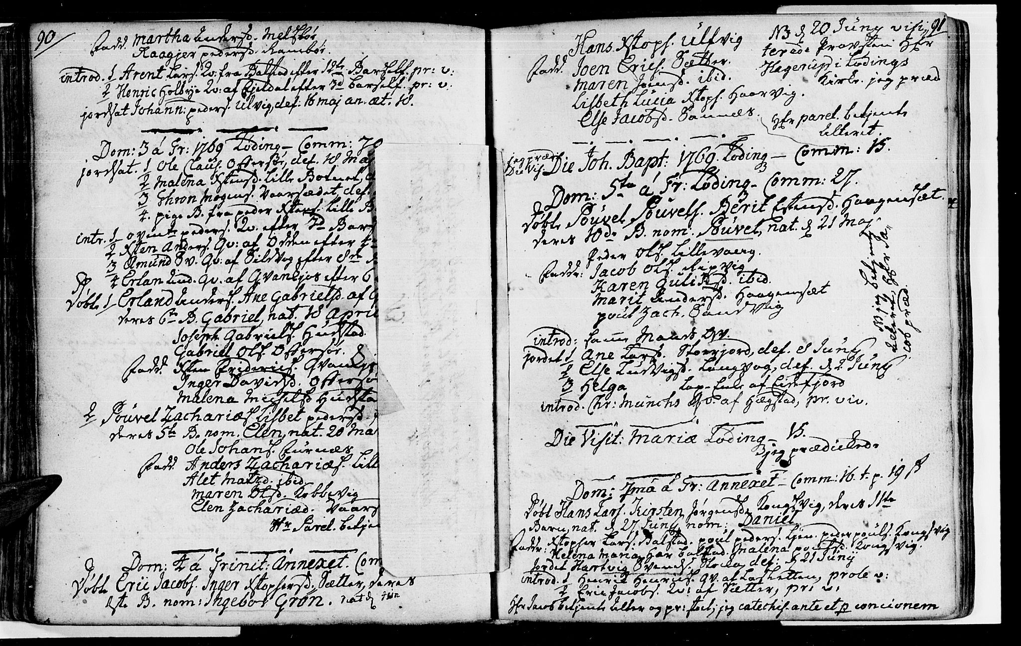 Ministerialprotokoller, klokkerbøker og fødselsregistre - Nordland, SAT/A-1459/872/L1029: Parish register (official) no. 872A04, 1765-1787, p. 90-91