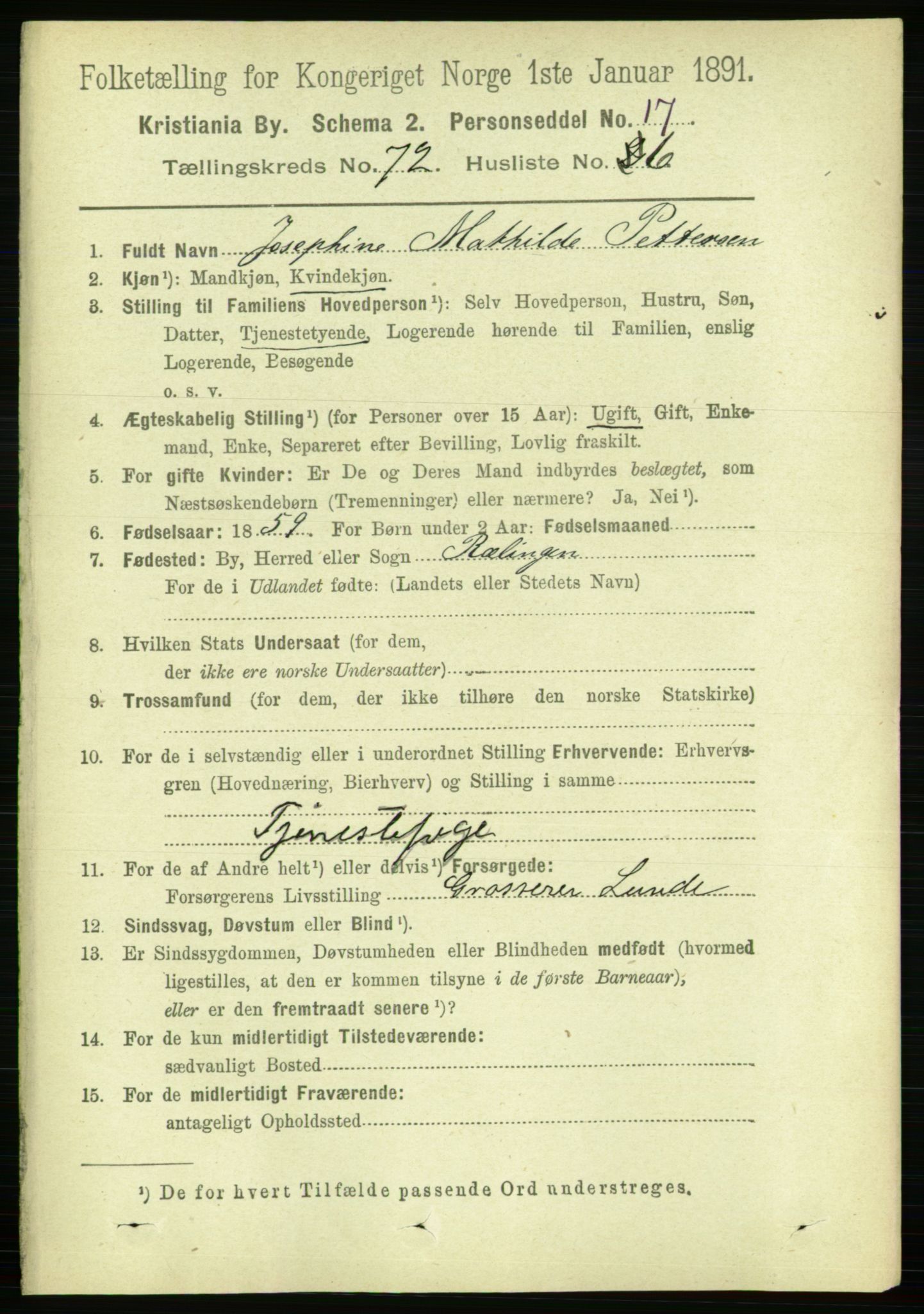 RA, 1891 census for 0301 Kristiania, 1891, p. 39297