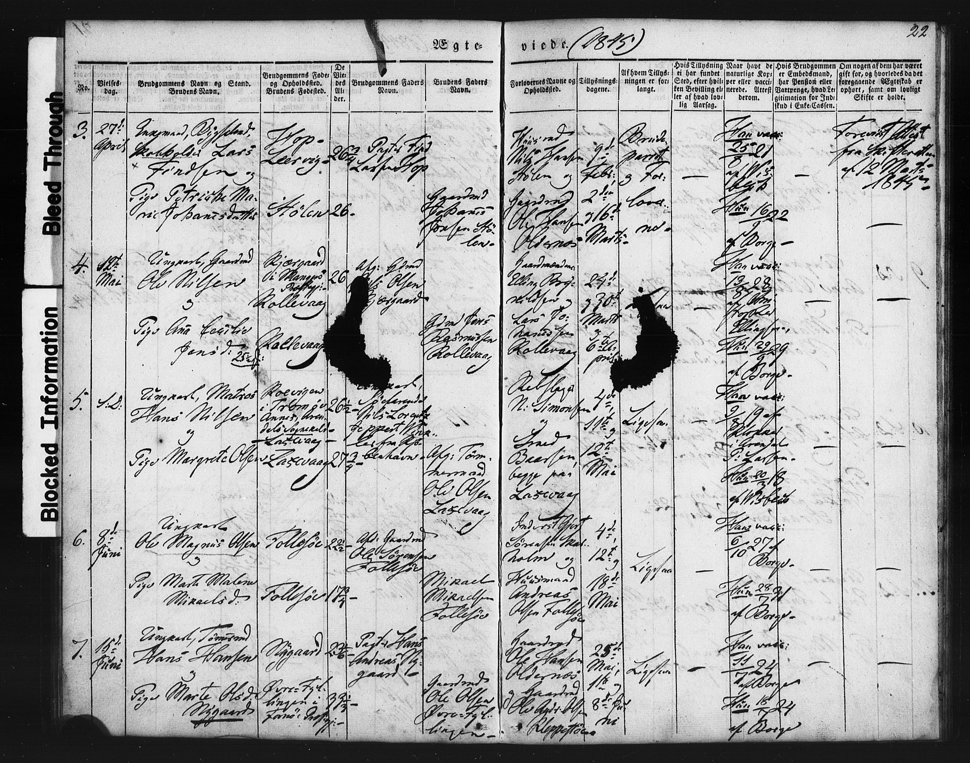 Askøy Sokneprestembete, AV/SAB-A-74101/H/Ha/Haa/Haaa/L0006: Parish register (official) no. A 6, 1840-1852, p. 22