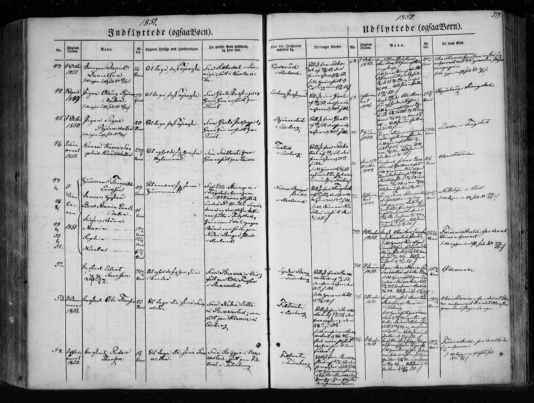Eidsberg prestekontor Kirkebøker, SAO/A-10905/F/Fa/L0009: Parish register (official) no. I 9, 1849-1856, p. 379