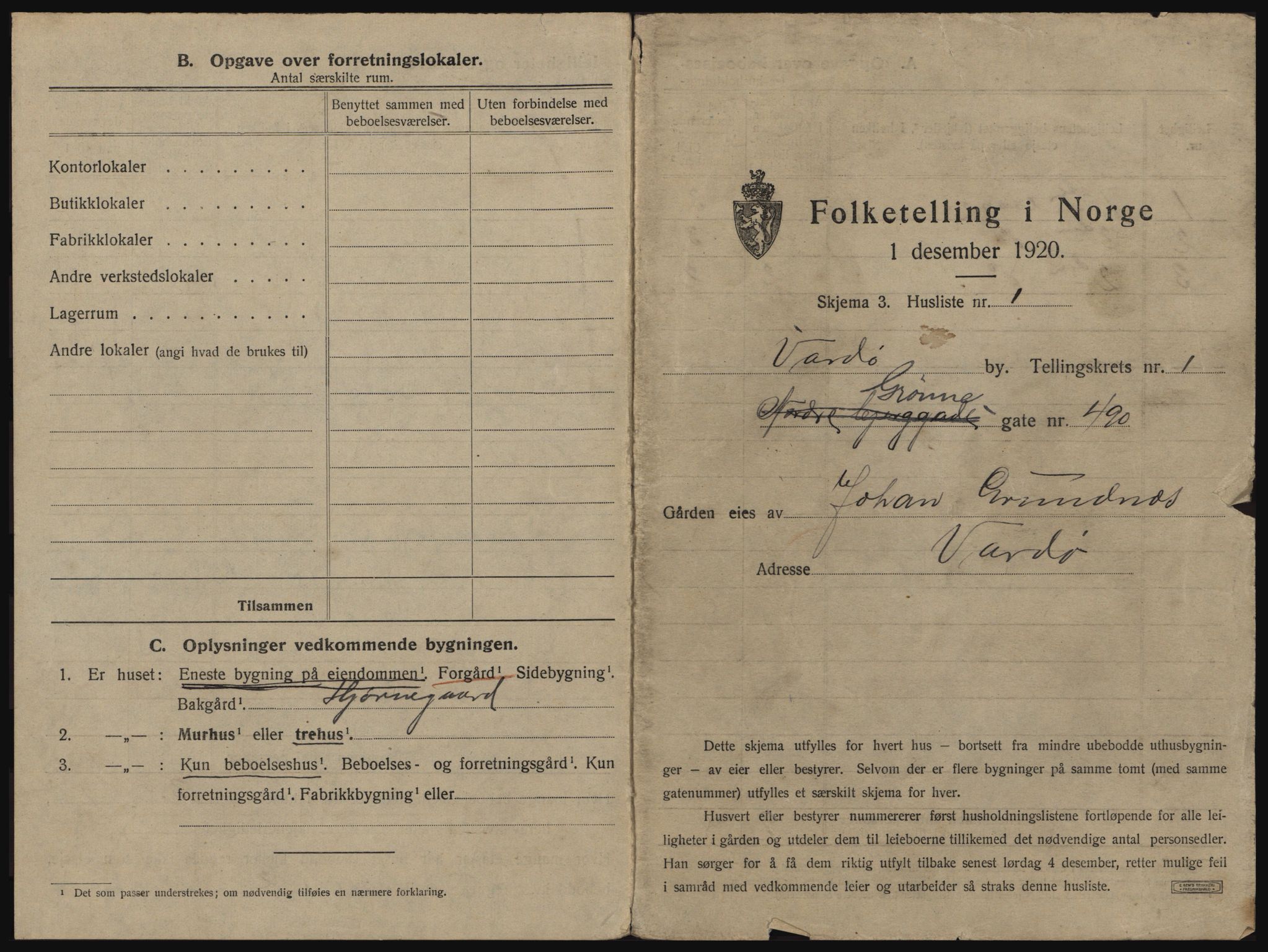 SATØ, 1920 census for Vardø, 1920, p. 25