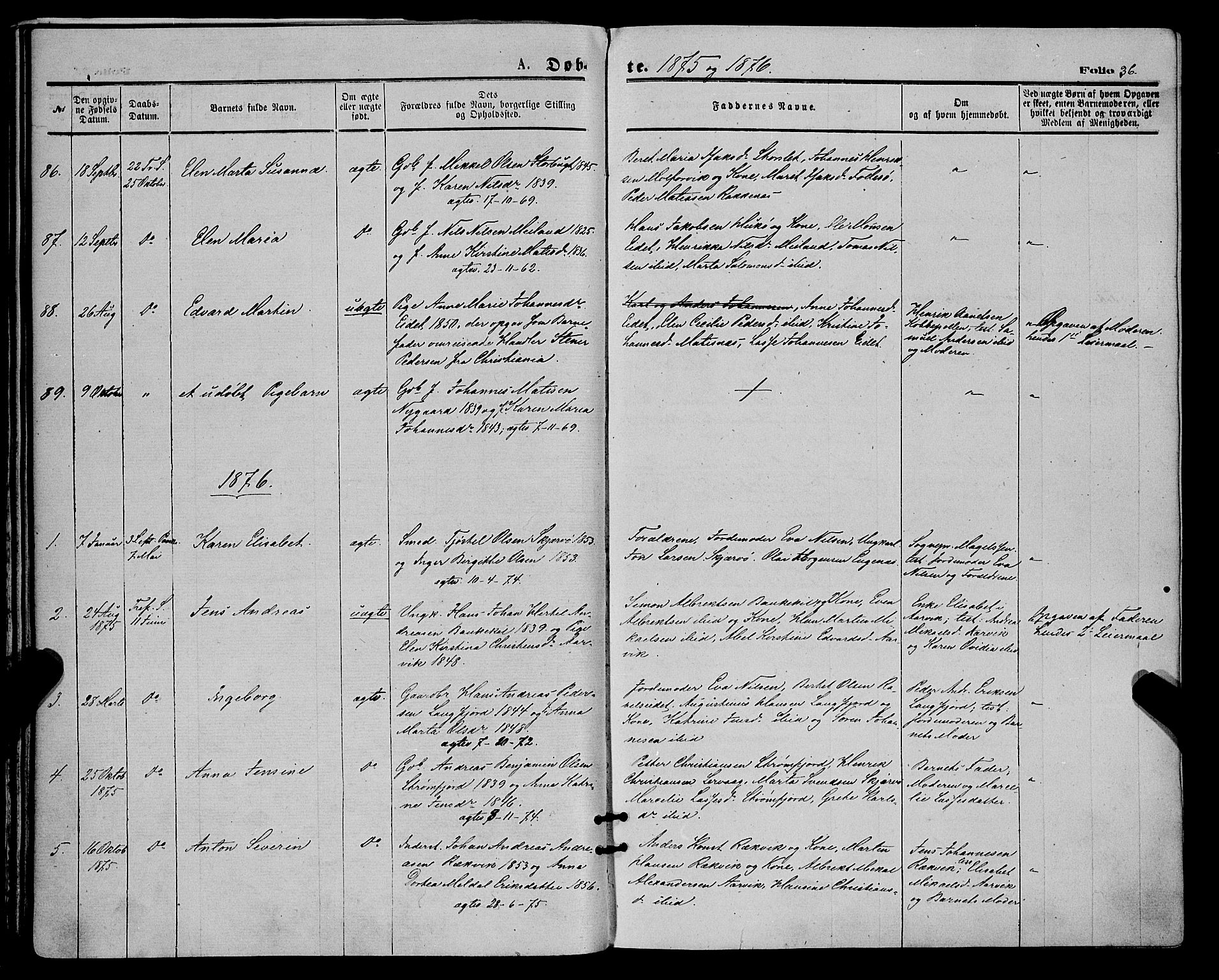 Skjervøy sokneprestkontor, SATØ/S-1300/H/Ha/Haa/L0008kirke: Parish register (official) no. 8, 1871-1877, p. 36
