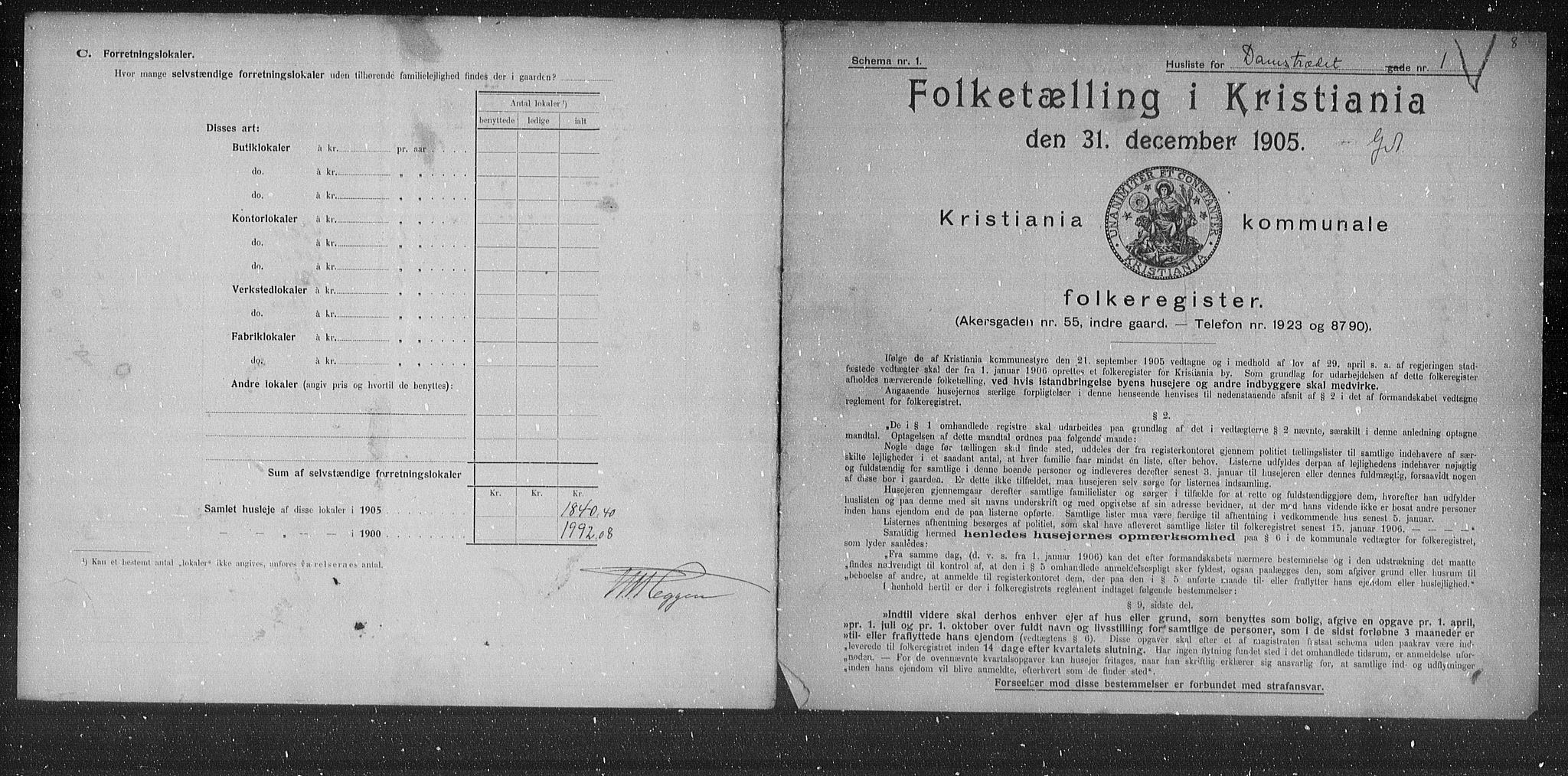 OBA, Municipal Census 1905 for Kristiania, 1905, p. 7460