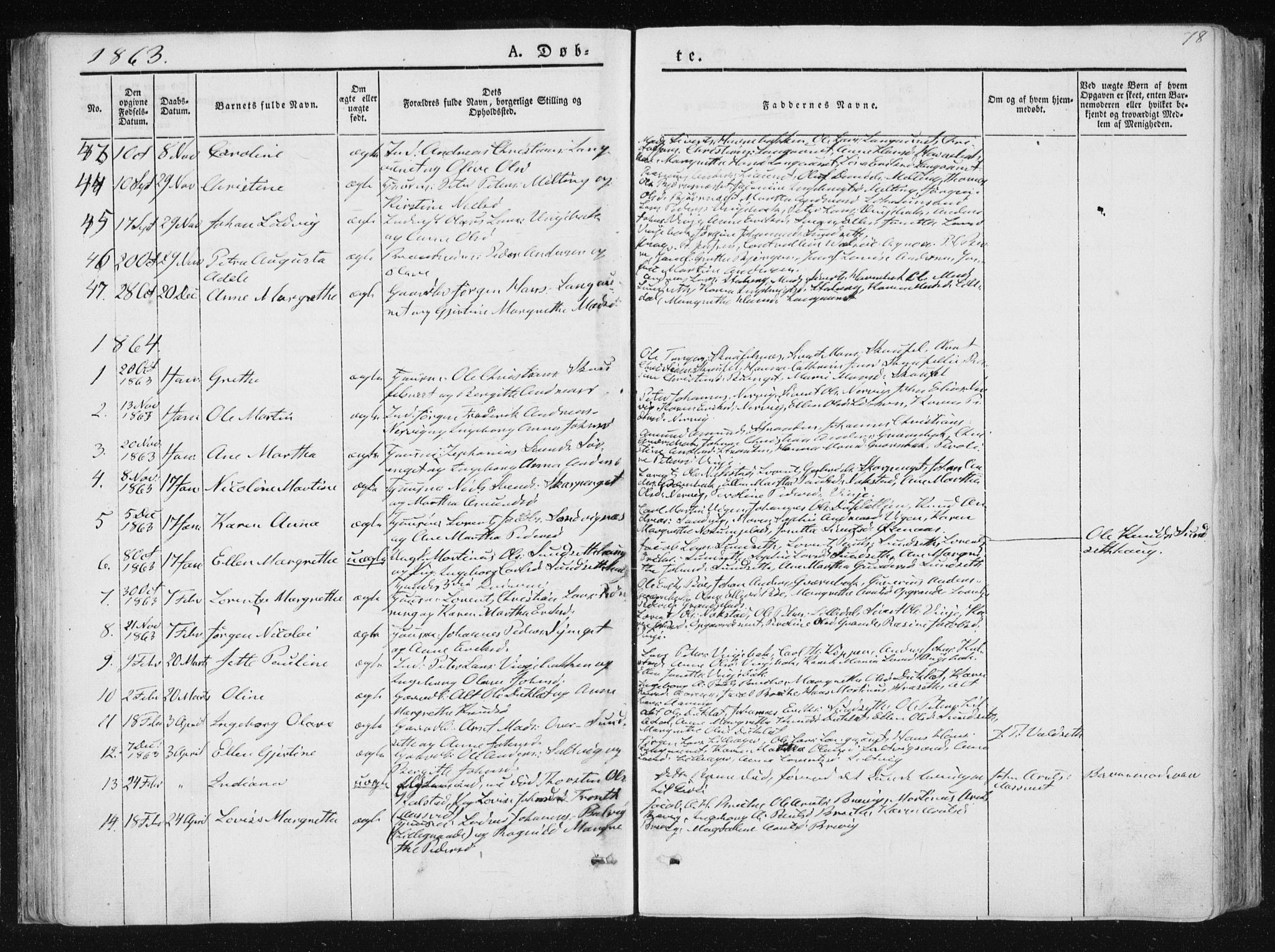 Ministerialprotokoller, klokkerbøker og fødselsregistre - Nord-Trøndelag, SAT/A-1458/733/L0323: Parish register (official) no. 733A02, 1843-1870, p. 78