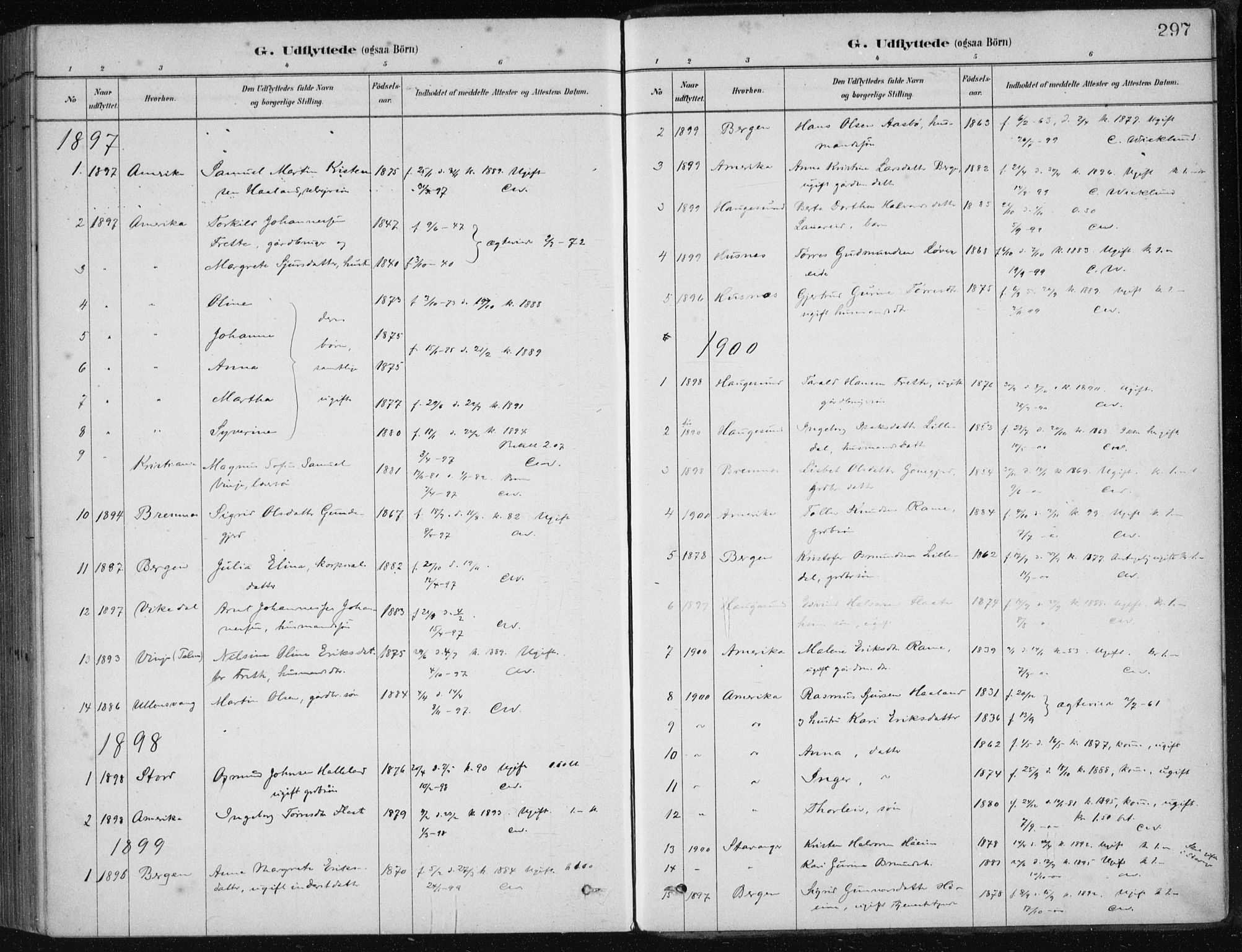 Etne sokneprestembete, AV/SAB-A-75001/H/Haa: Parish register (official) no. D  1, 1879-1919, p. 297