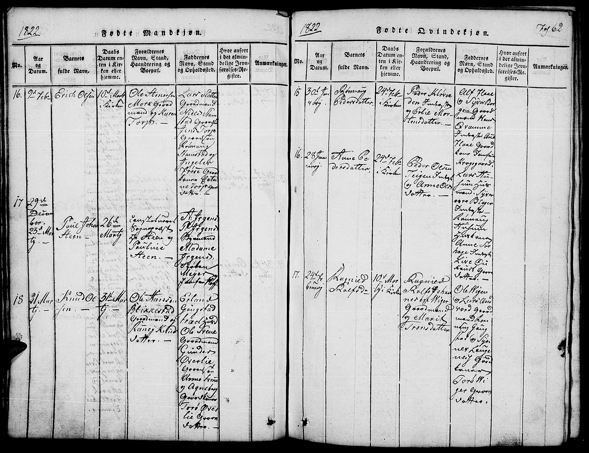 Lom prestekontor, SAH/PREST-070/L/L0001: Parish register (copy) no. 1, 1815-1836, p. 62