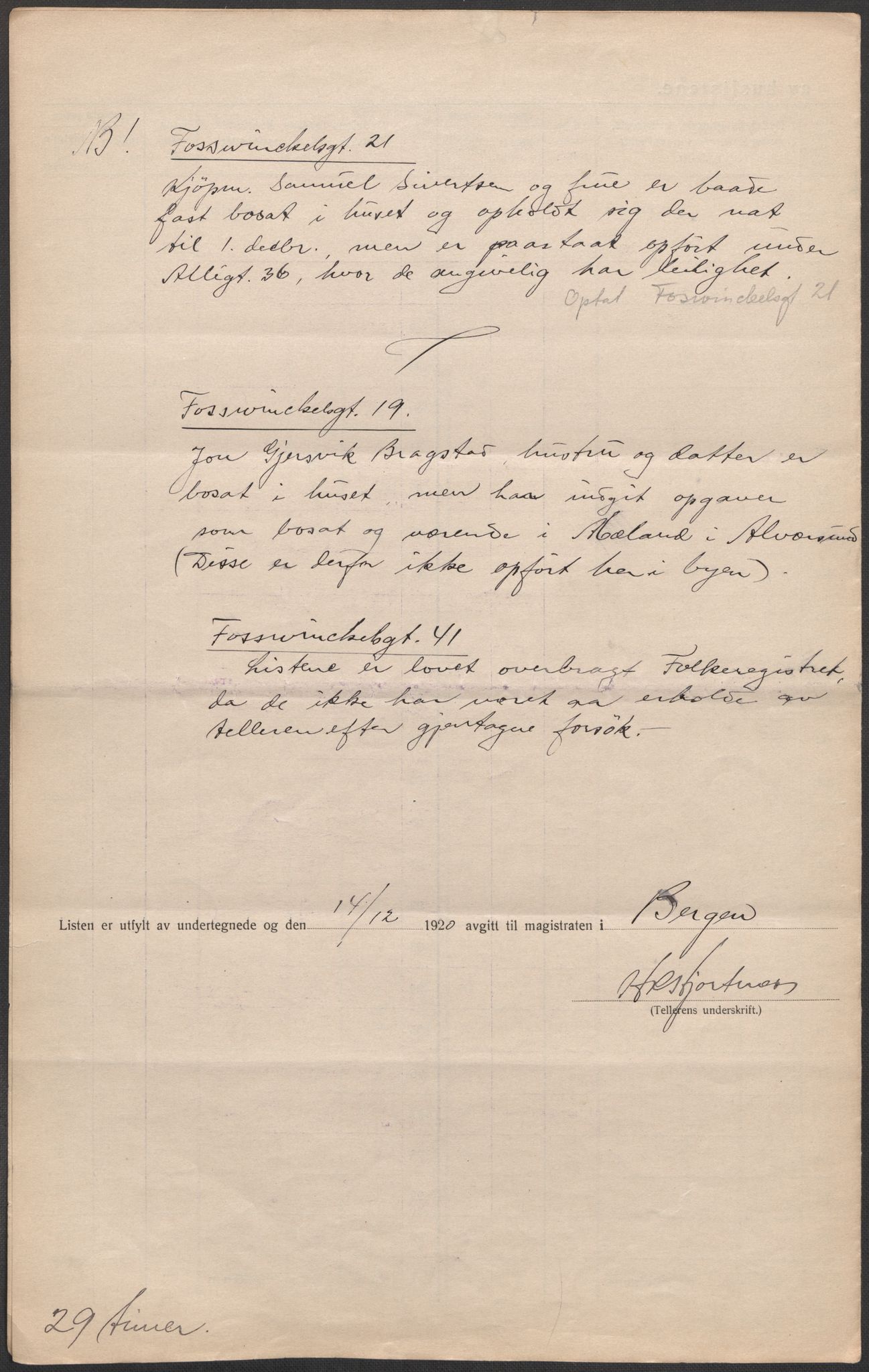 SAB, 1920 census for Bergen, 1920, p. 60