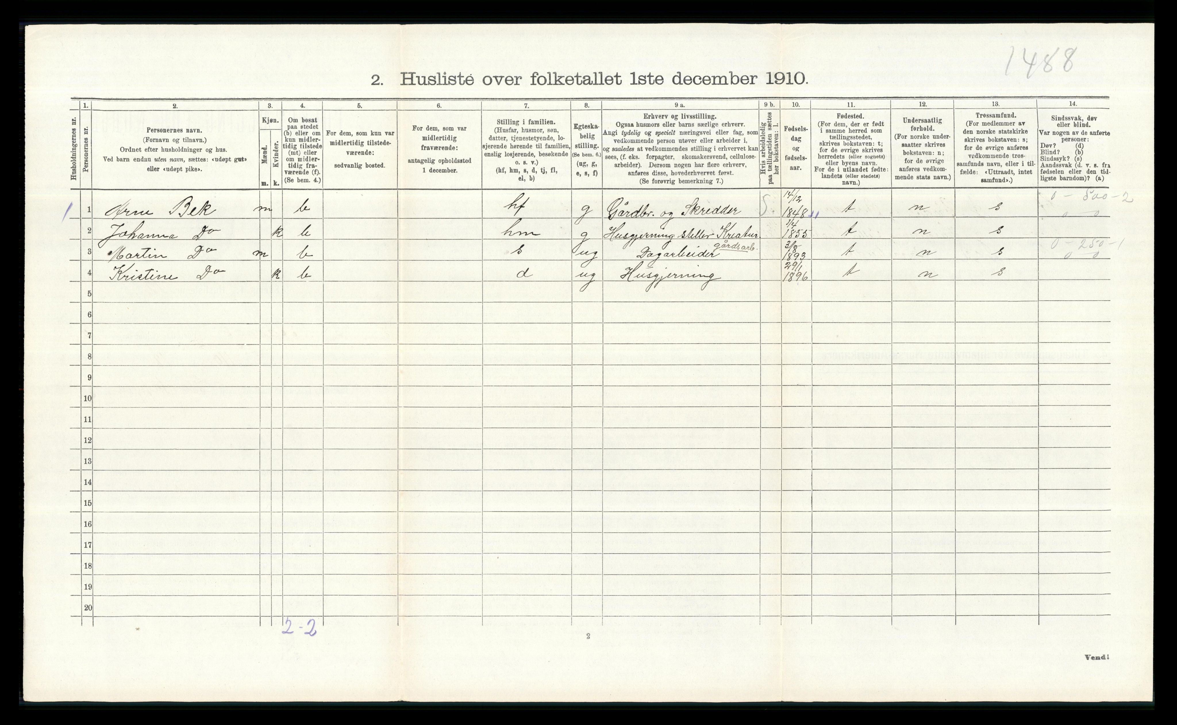 RA, 1910 census for Åsnes, 1910, p. 1535