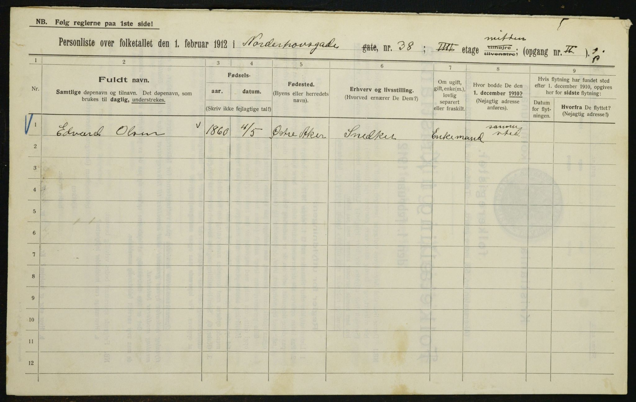 OBA, Municipal Census 1912 for Kristiania, 1912, p. 73679