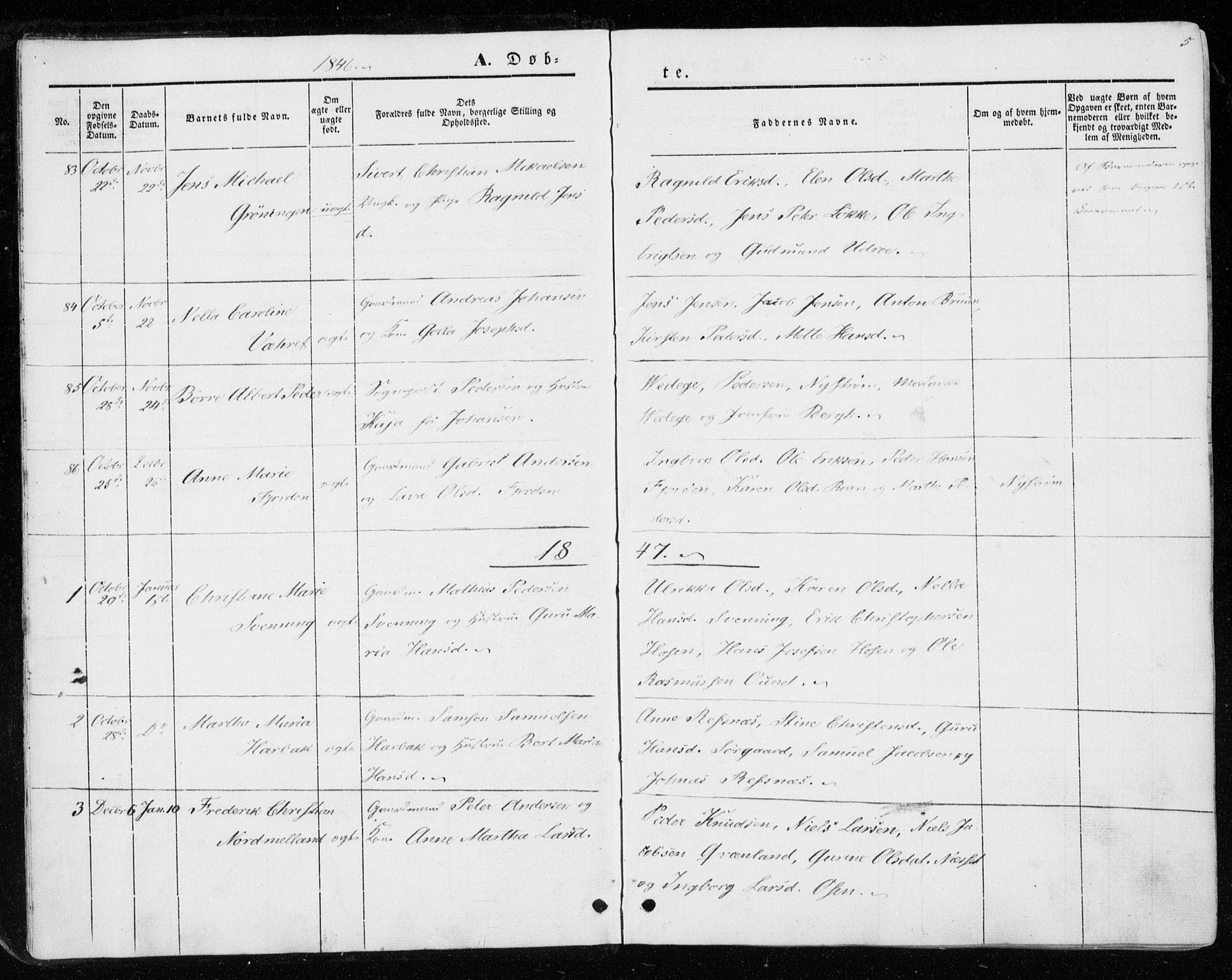 Ministerialprotokoller, klokkerbøker og fødselsregistre - Sør-Trøndelag, SAT/A-1456/657/L0704: Parish register (official) no. 657A05, 1846-1857, p. 5