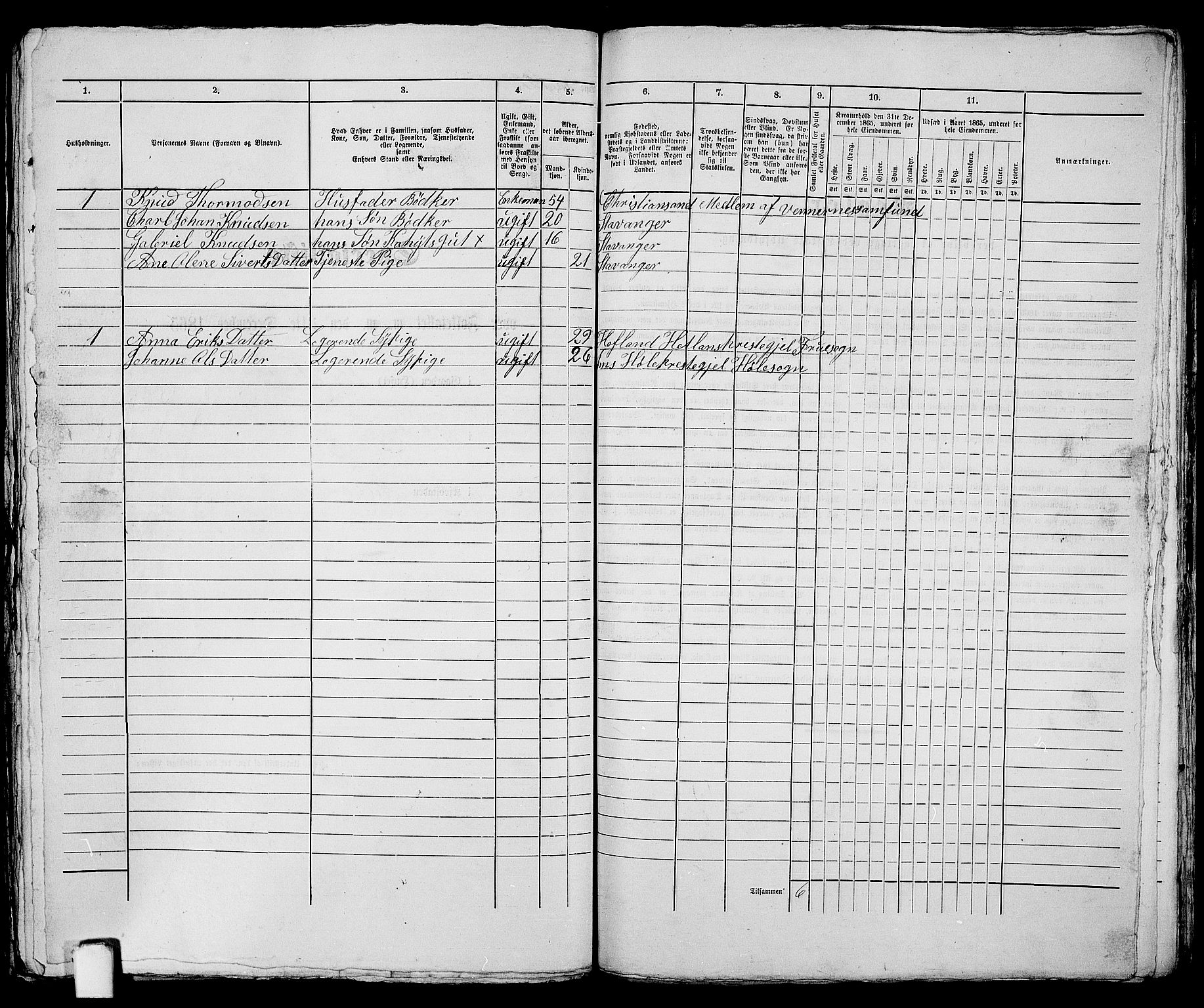 RA, 1865 census for Stavanger, 1865, p. 2467