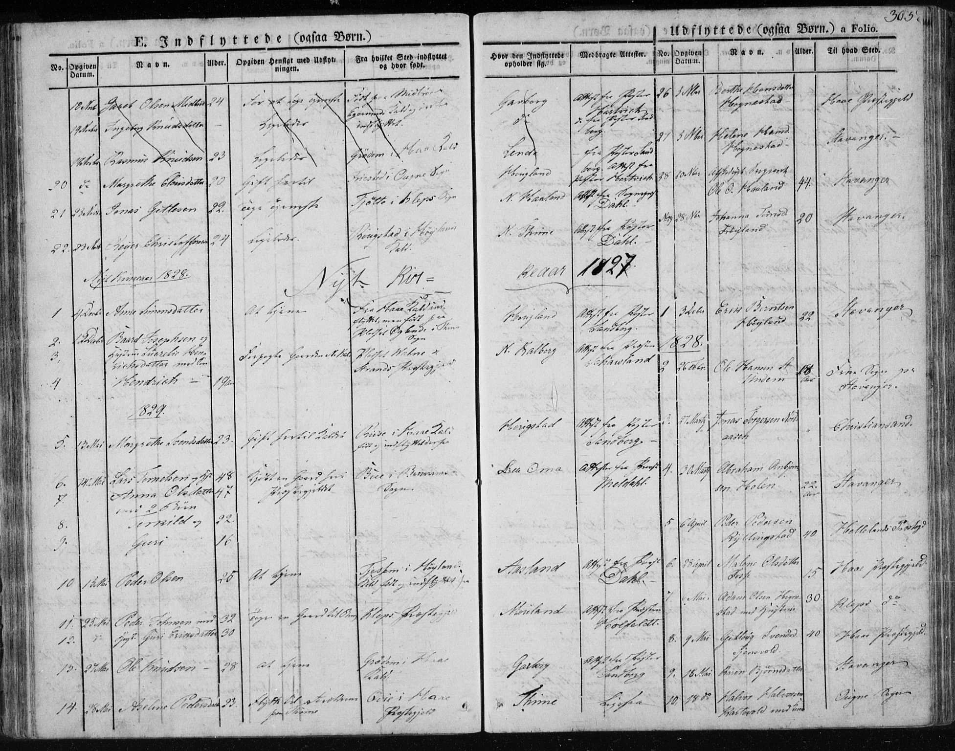 Lye sokneprestkontor, AV/SAST-A-101794/001/30BA/L0004: Parish register (official) no. A 4, 1826-1841, p. 305