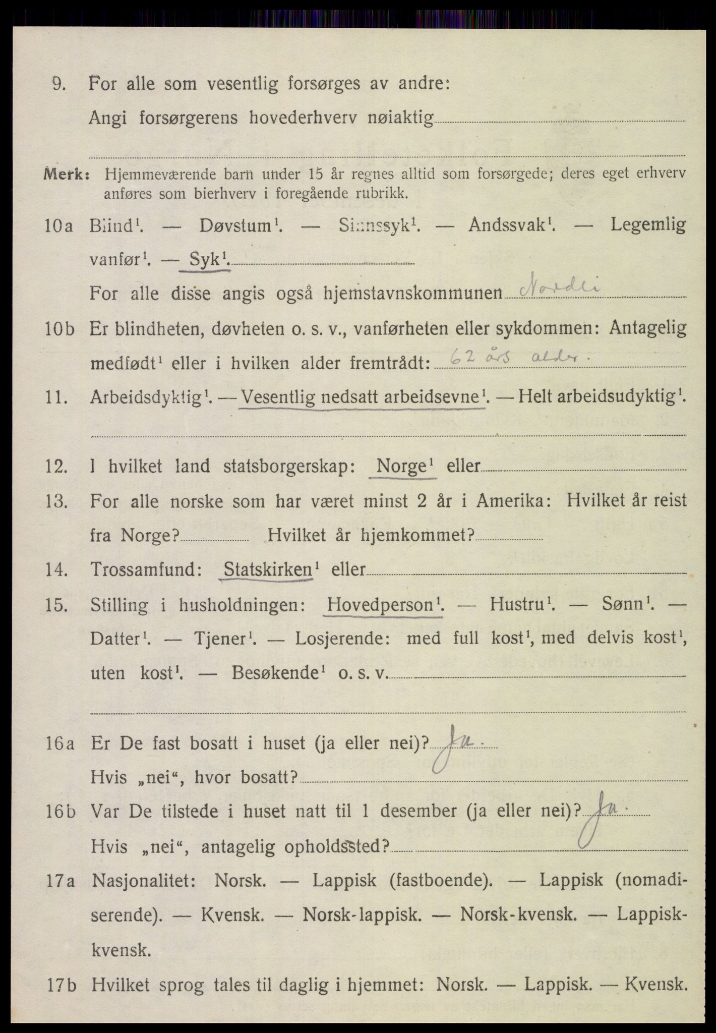 SAT, 1920 census for Nordli, 1920, p. 1844