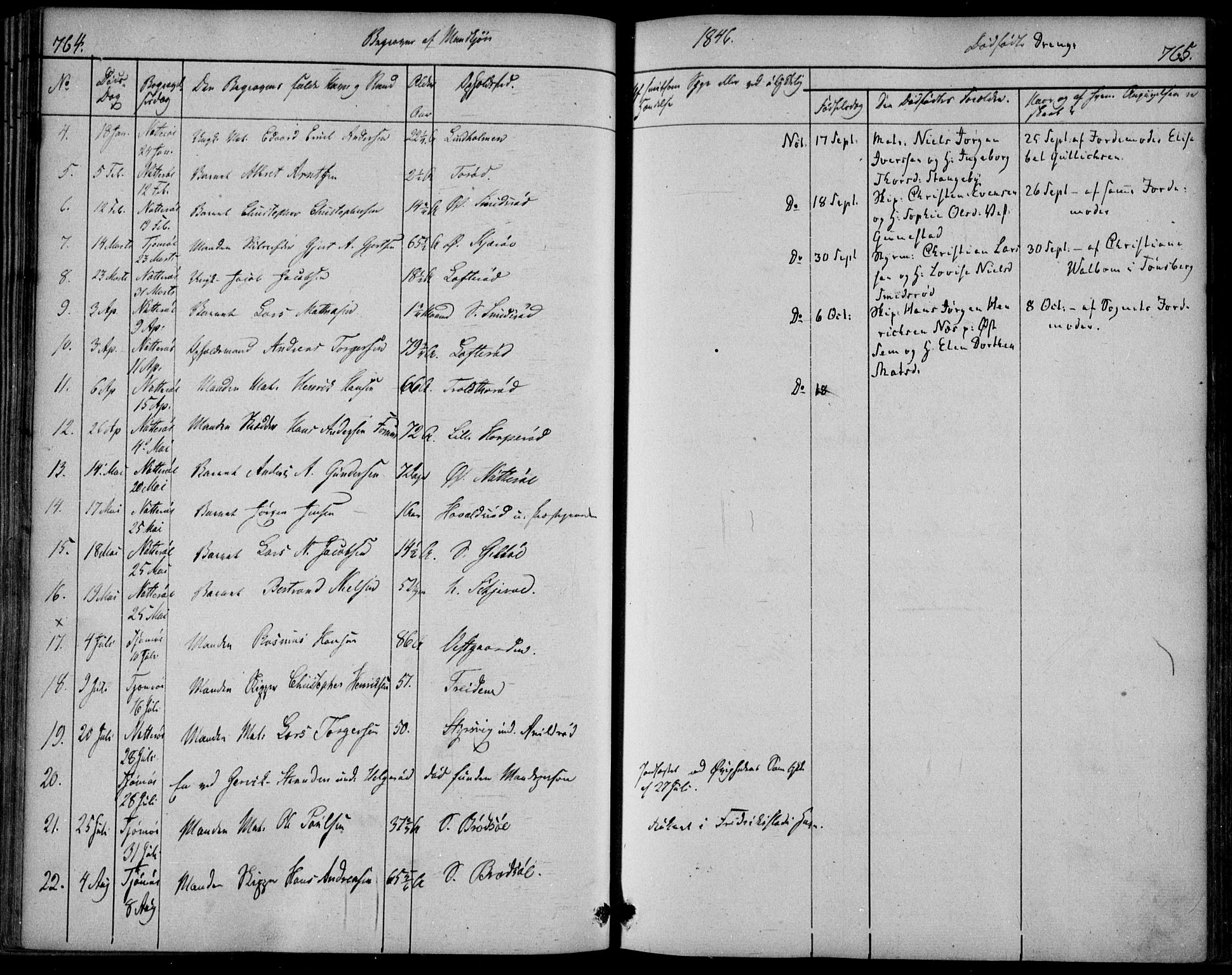 Nøtterøy kirkebøker, AV/SAKO-A-354/F/Fa/L0005: Parish register (official) no. I 5, 1839-1852, p. 764-765