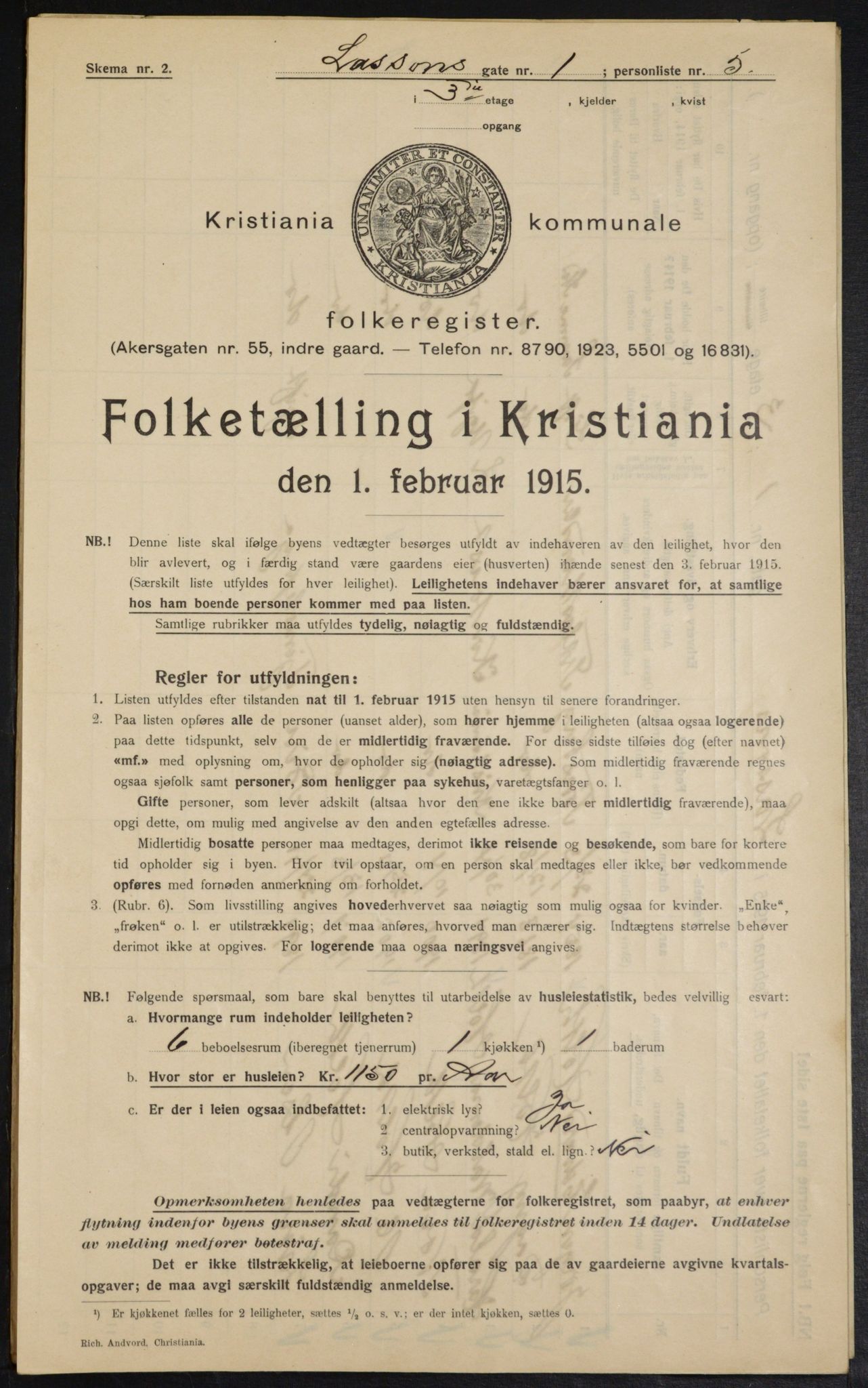 OBA, Municipal Census 1915 for Kristiania, 1915, p. 56703