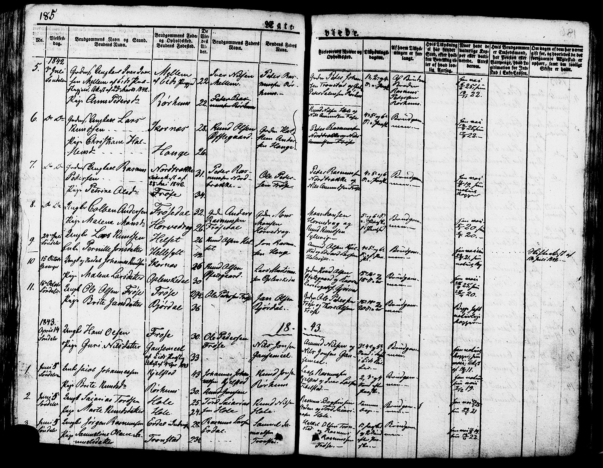 Ministerialprotokoller, klokkerbøker og fødselsregistre - Møre og Romsdal, SAT/A-1454/517/L0221: Parish register (official) no. 517A01, 1827-1858, p. 185