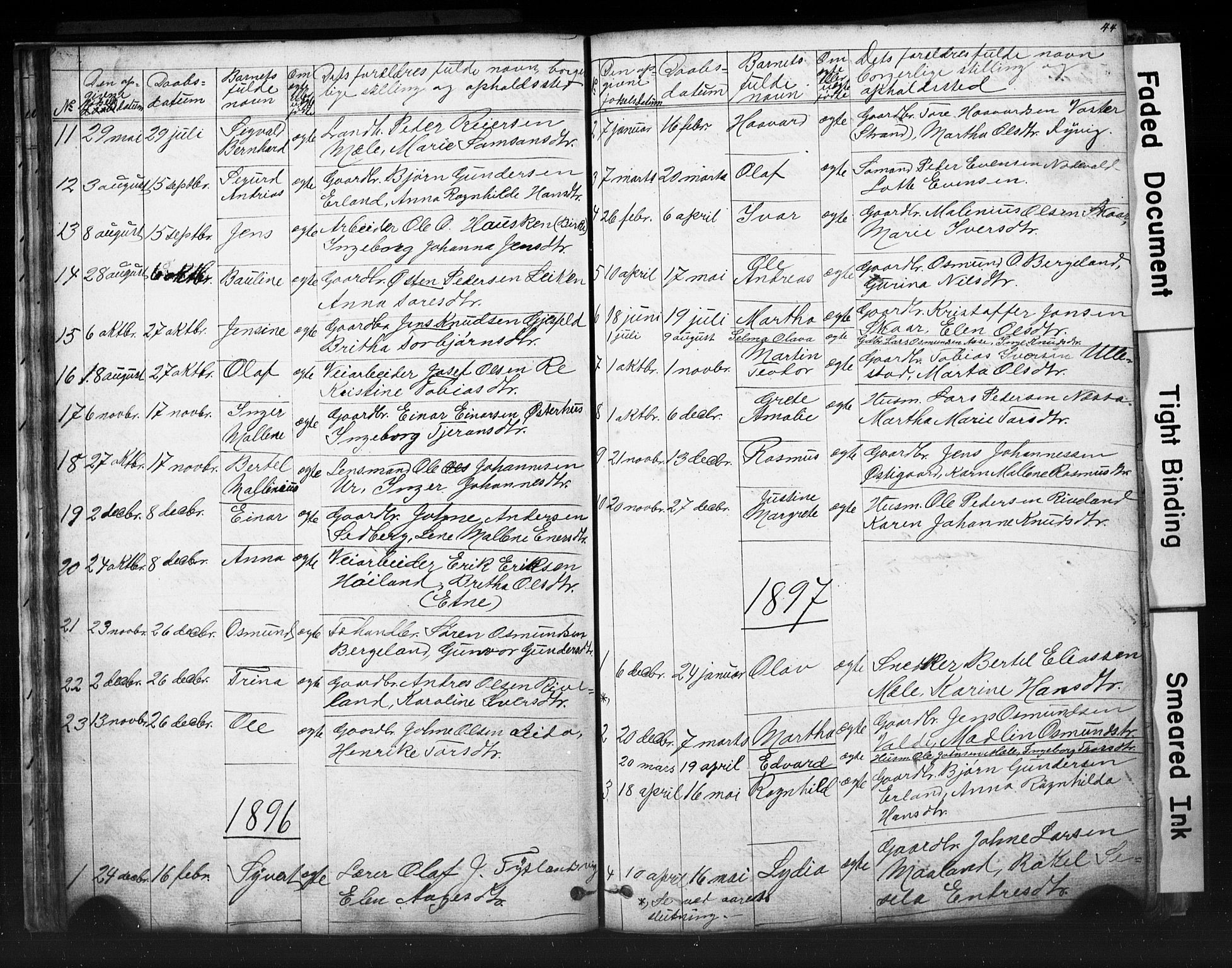 Hjelmeland sokneprestkontor, AV/SAST-A-101843/01/V/L0006: Parish register (copy) no. B 6, 1856-1884, p. 44