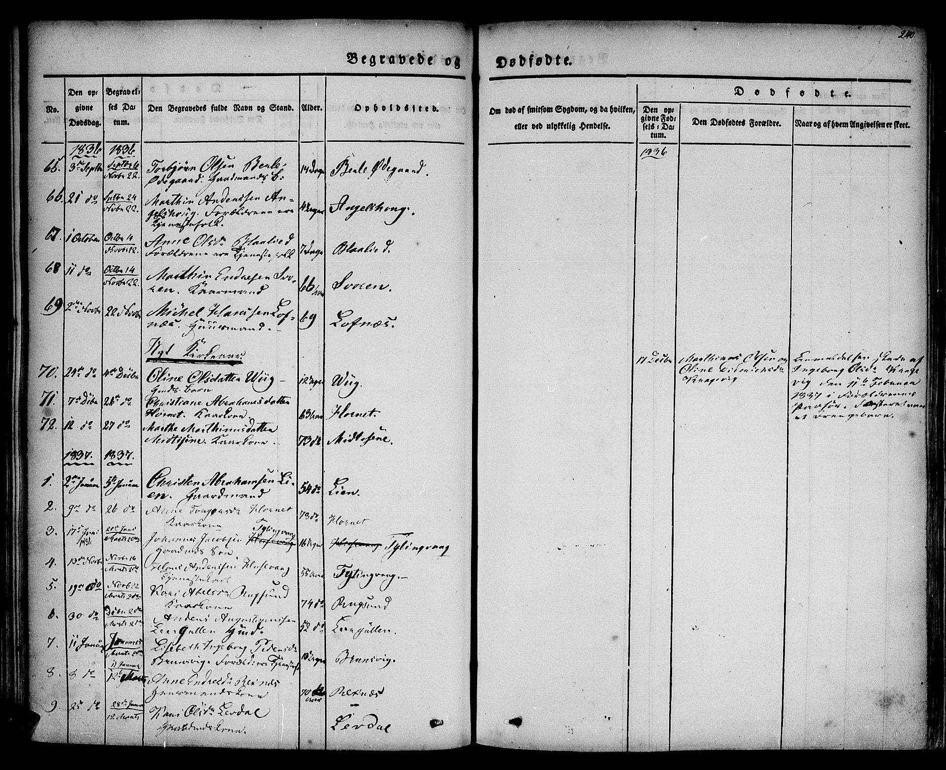 Davik sokneprestembete, AV/SAB-A-79701/H/Haa/Haaa/L0004: Parish register (official) no. A 4, 1830-1849, p. 240